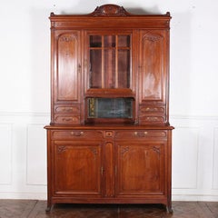 French Carved Art Nouveau Inspired Buffet Deux Corps