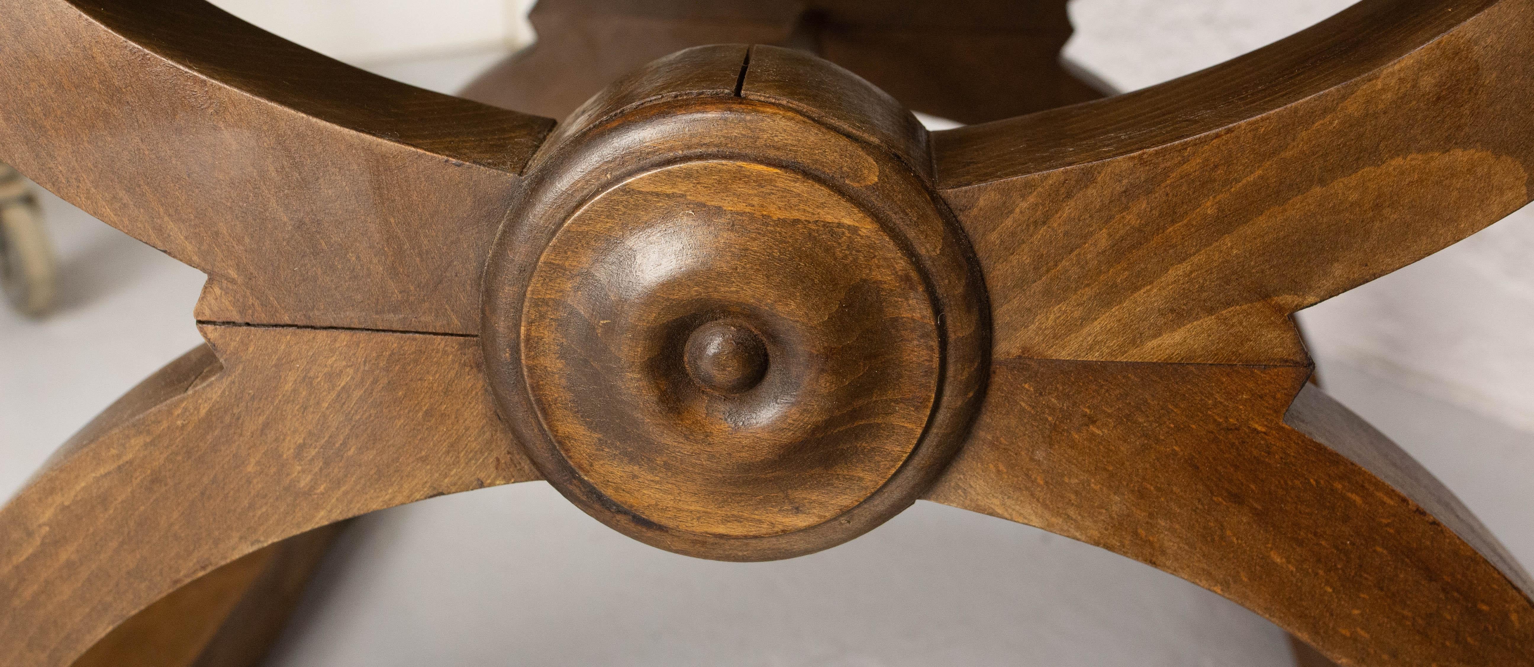 French Carved Beech & Upholstery Curule or Dagobert Armchair, circa 1960 For Sale 7