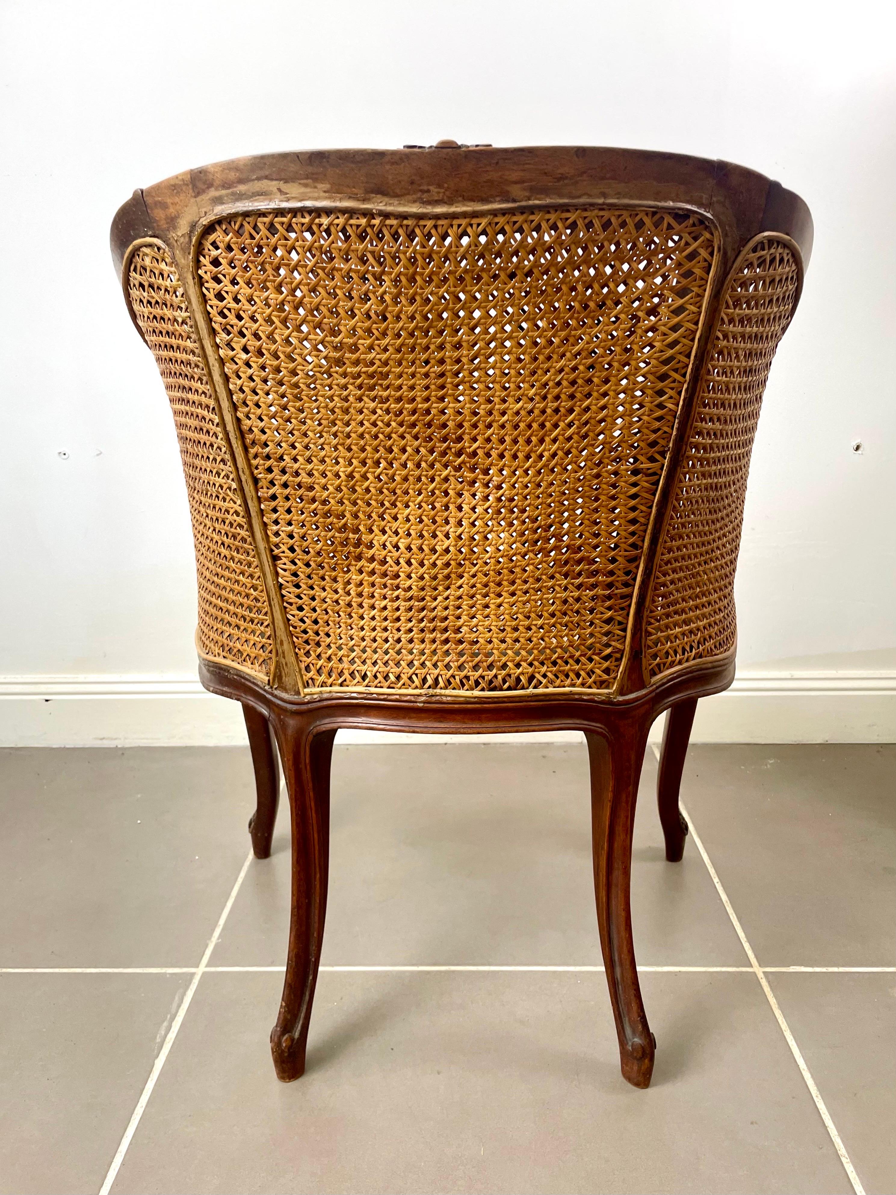 French carved Bergere office armchair caned - Louis XV style - XIXth France 5