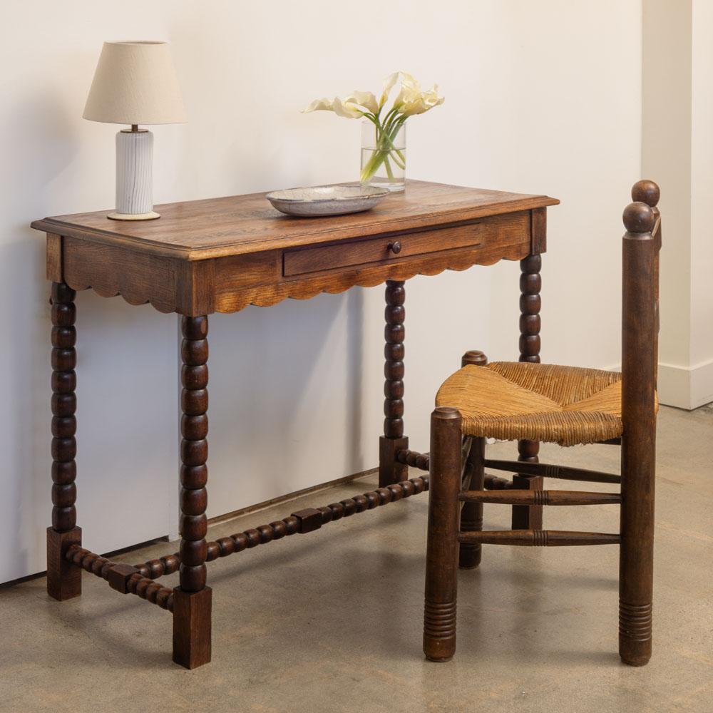 French Carved Bobbin Wood Desk In Good Condition For Sale In Los Angeles, CA