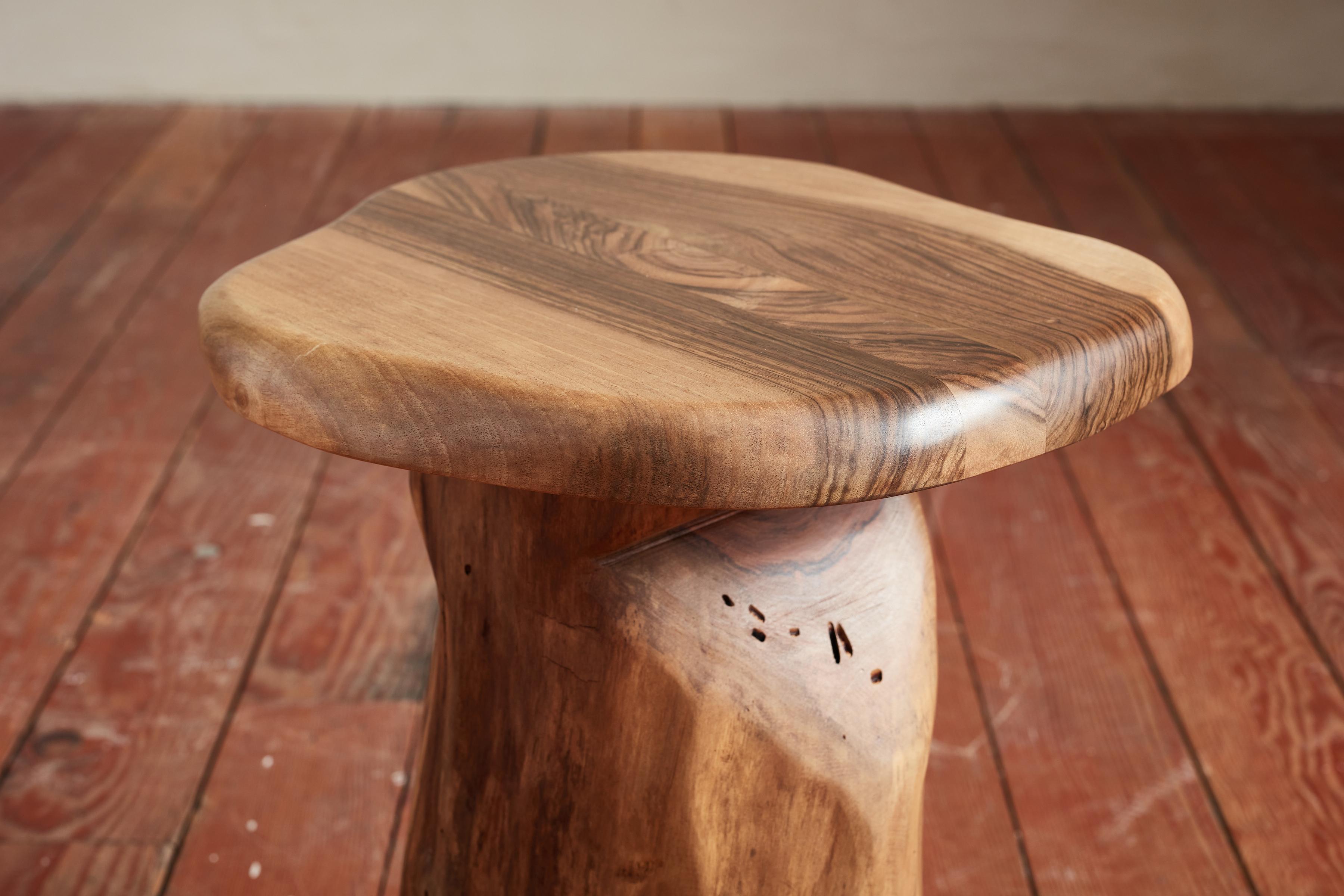 French Carved Brutalist Stools For Sale 9