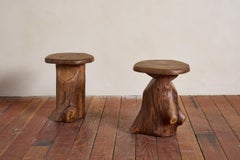 French Carved Brutalist Stools