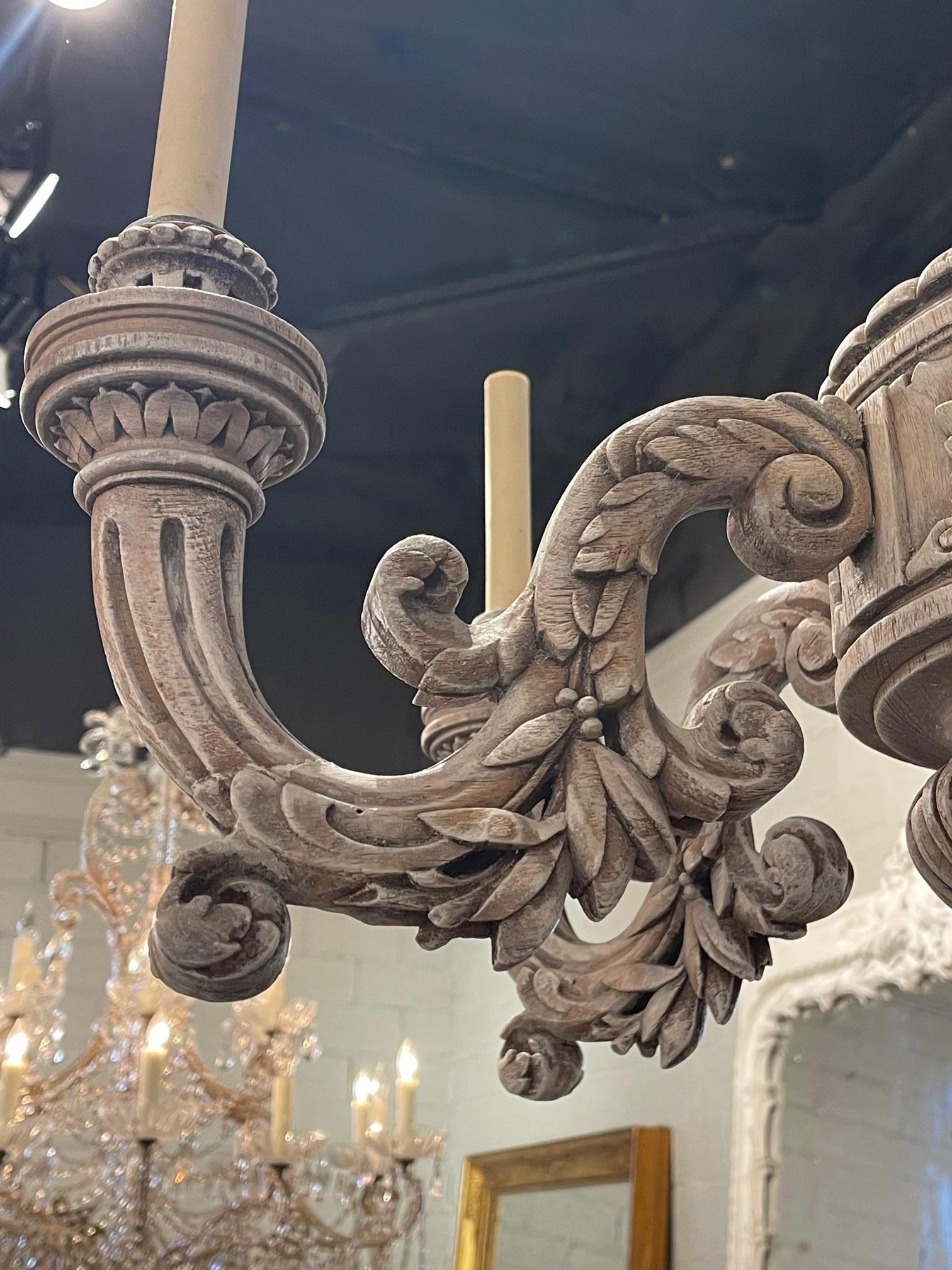 Late 19th Century French Carved Chandelier For Sale