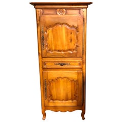 French Carved Cherry Louis XV Style Bonnetiere with Superbly Fielded Panel Doors