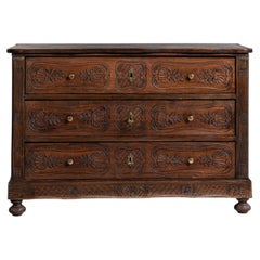 French Carved Chest Of Drawers In Original Patina