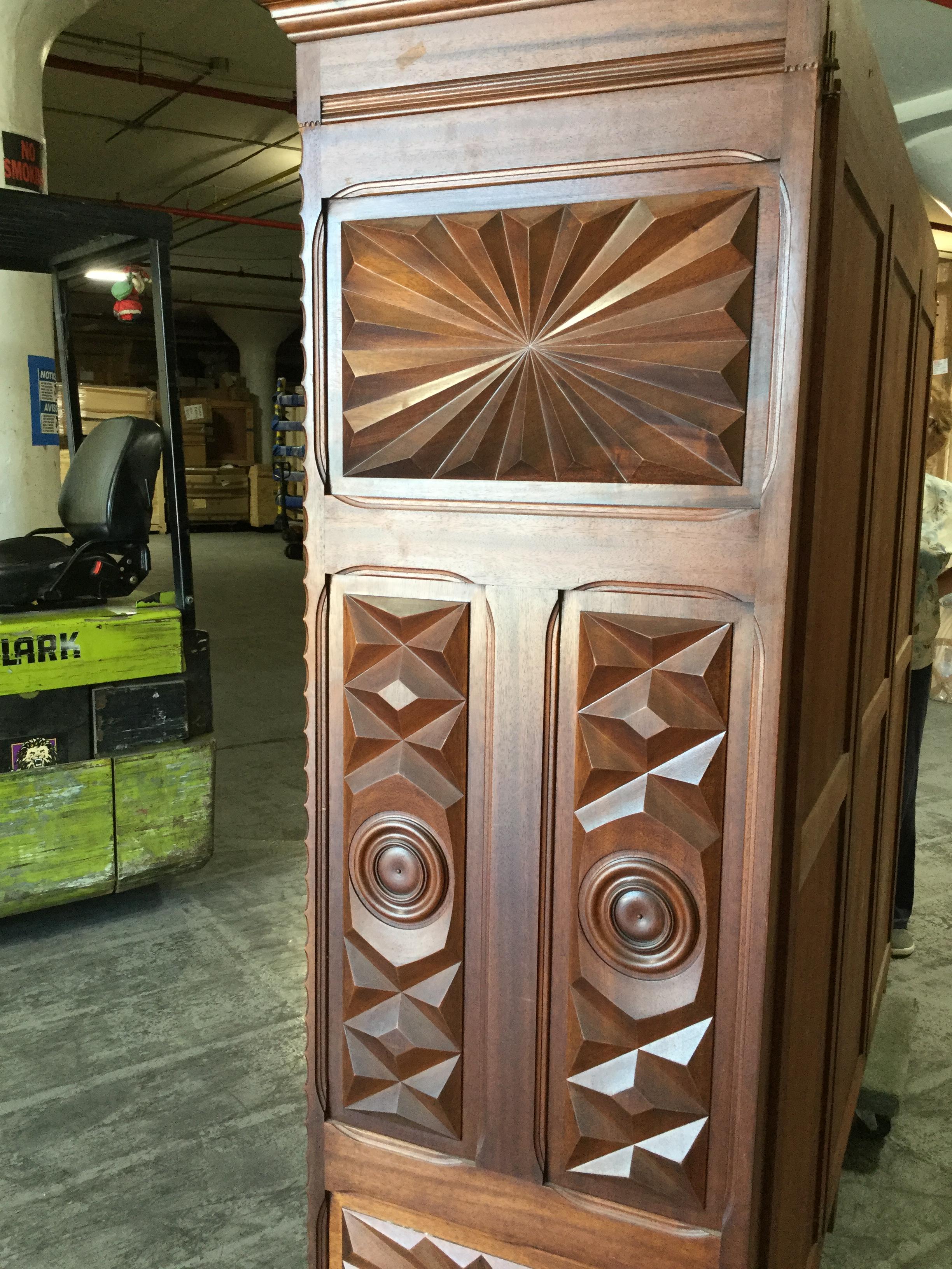 French Carved Chestnut Bookcase/Armoire 4
