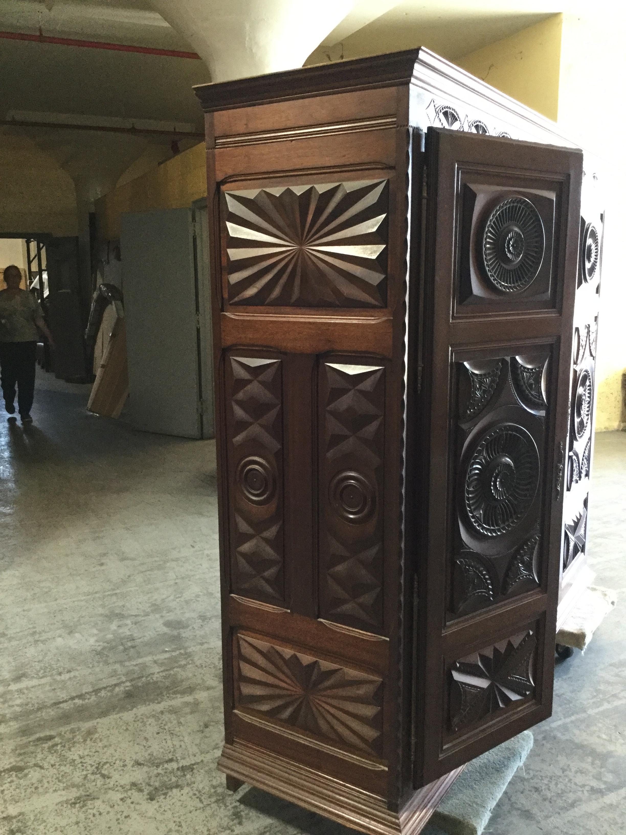 French Carved Chestnut Bookcase/Armoire 3