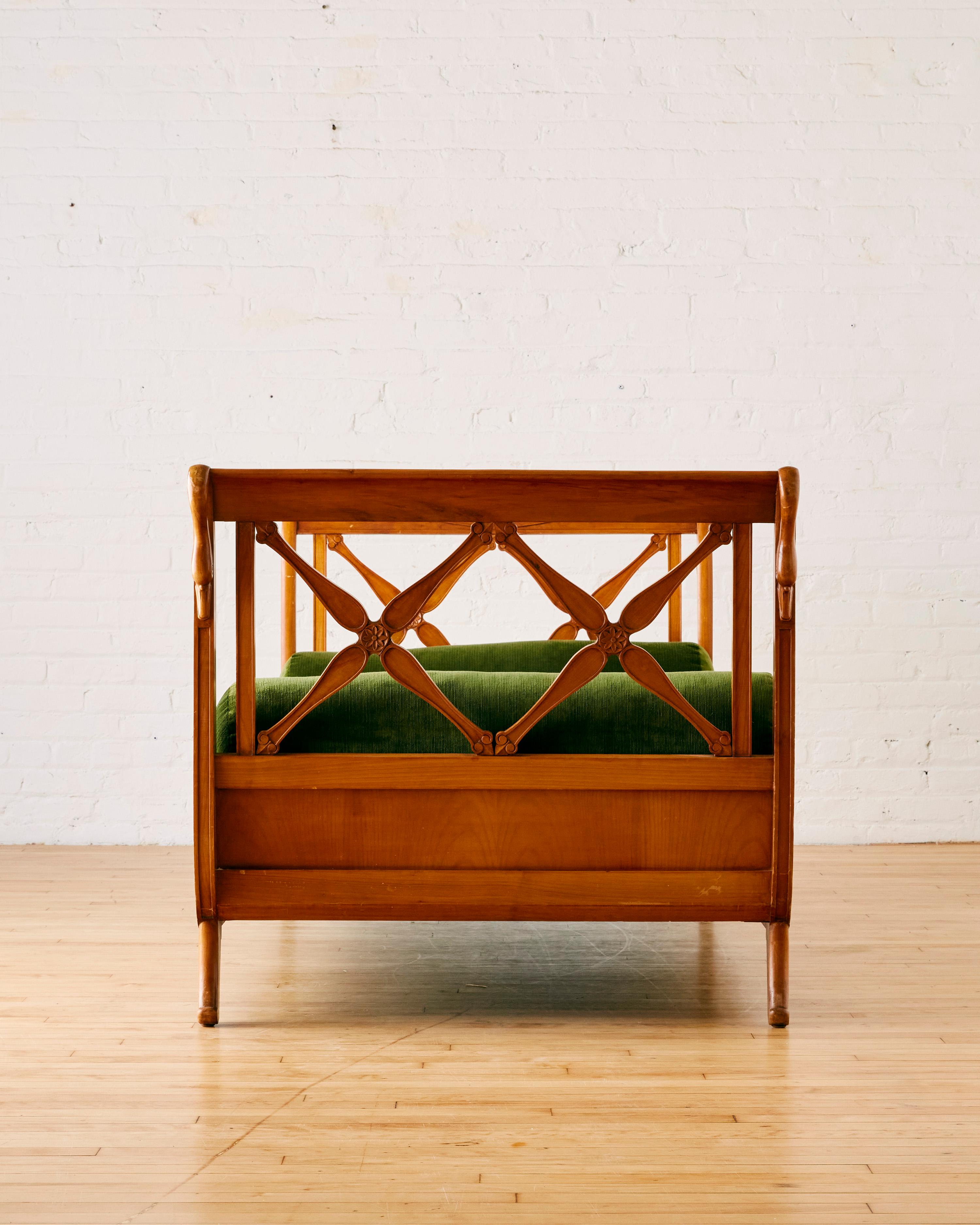 Biedermeier French Carved Daybed With Swan Details C. 1930