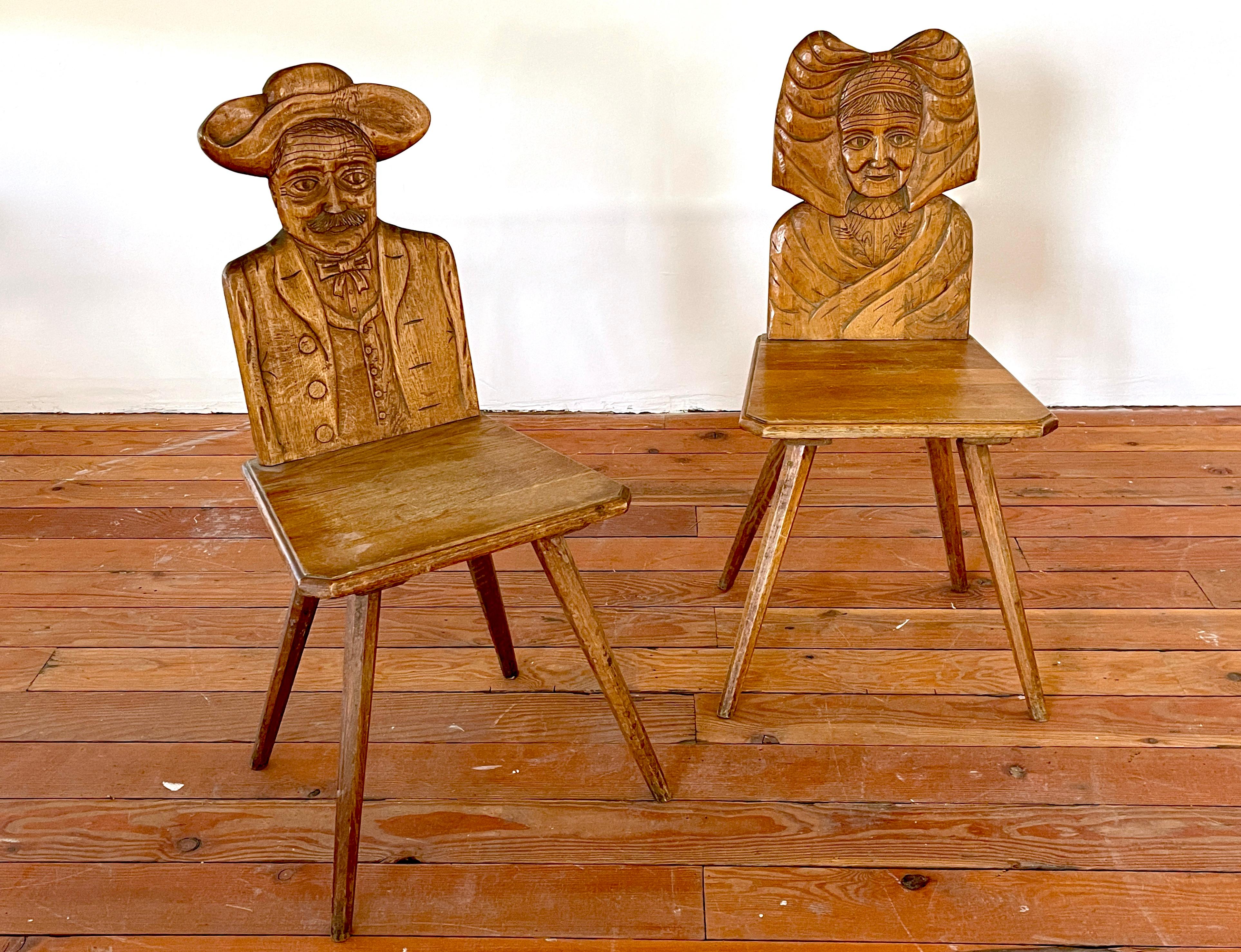 Unique intricately carved dining chairs with heads in different shapes 
Sold individually. 
Great as a corner chair!