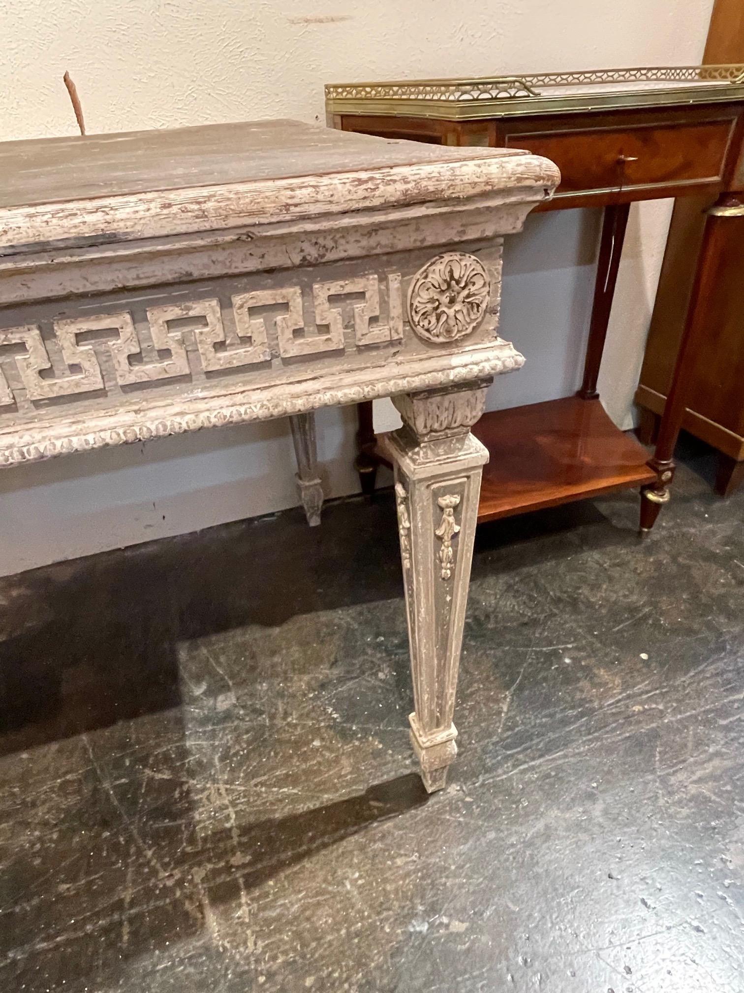 French Carved Dining Tables with Greek Key Design In Good Condition In Dallas, TX