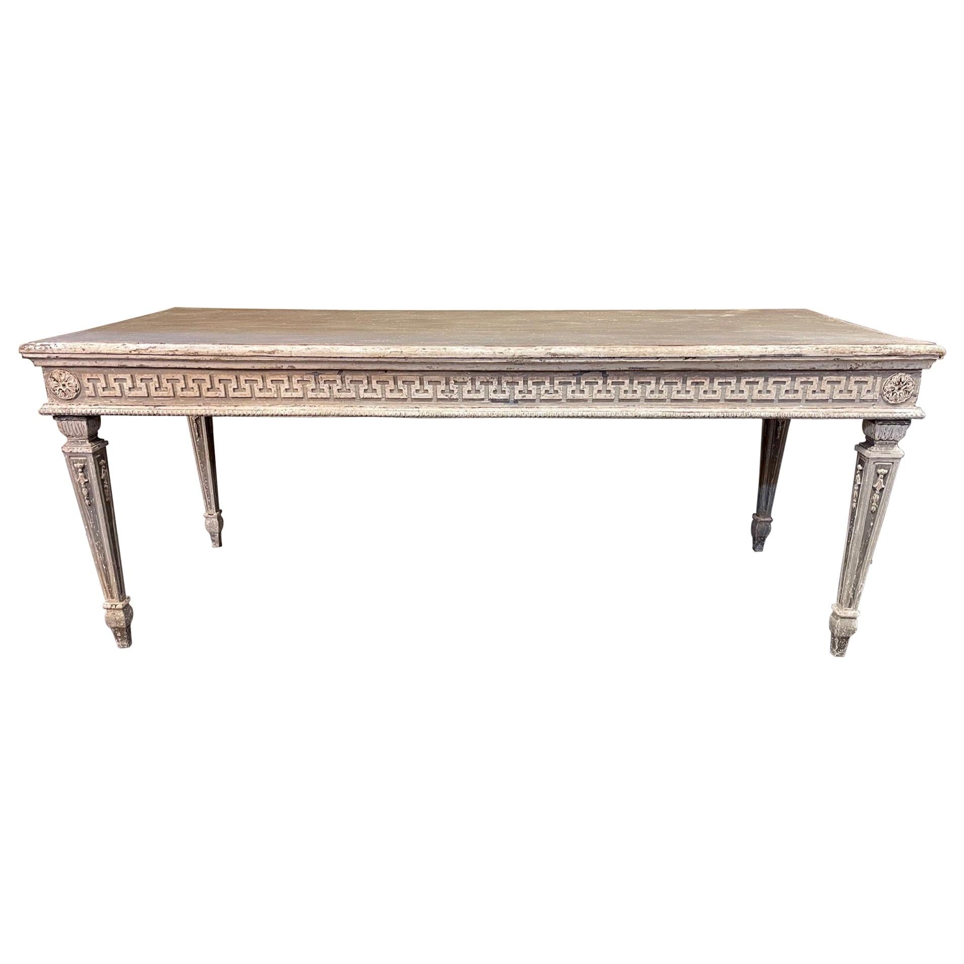 French Carved Dining Tables with Greek Key Design