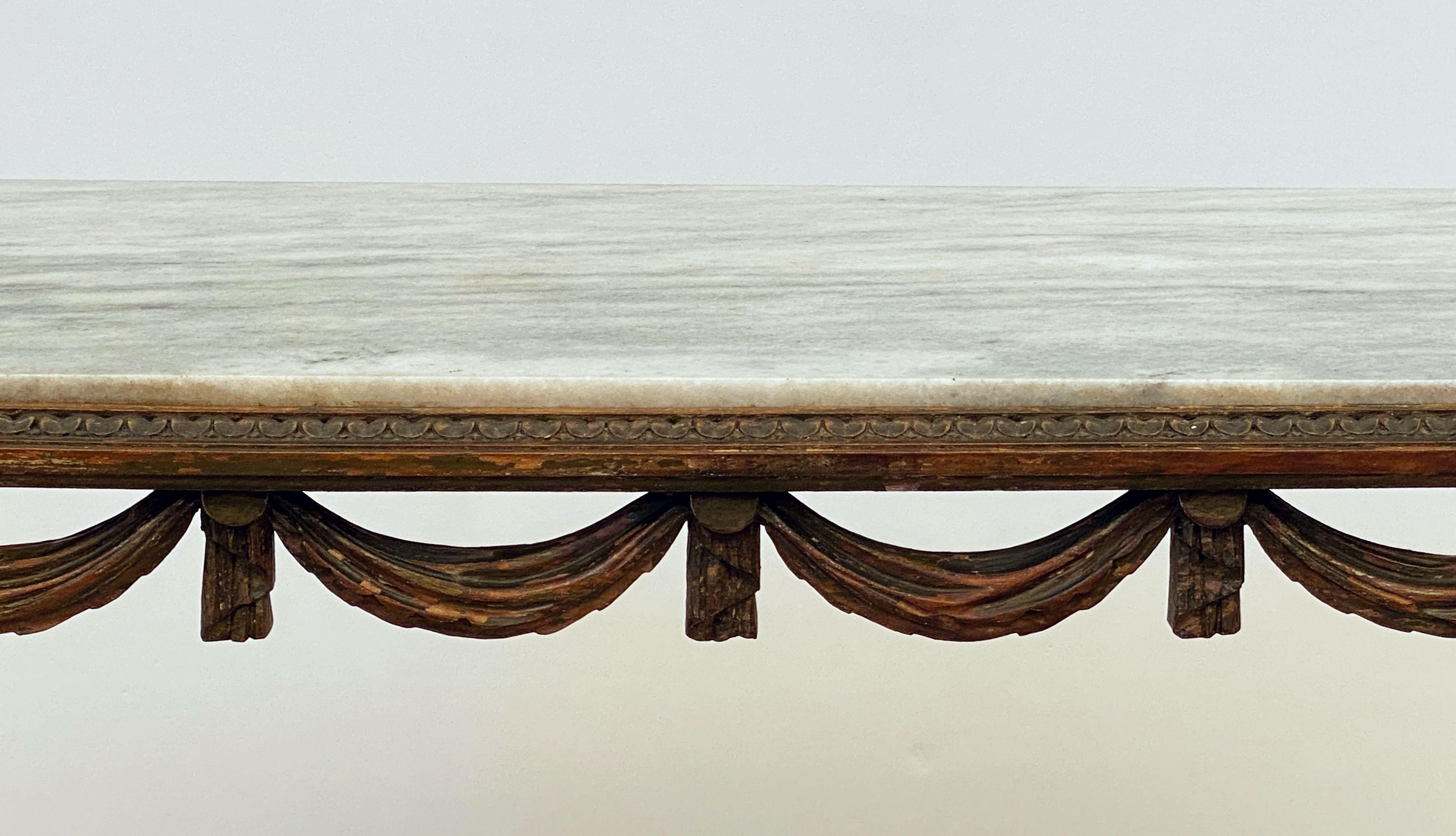 French Carved Étagère with Caned Shelves with Marble Top For Sale 3