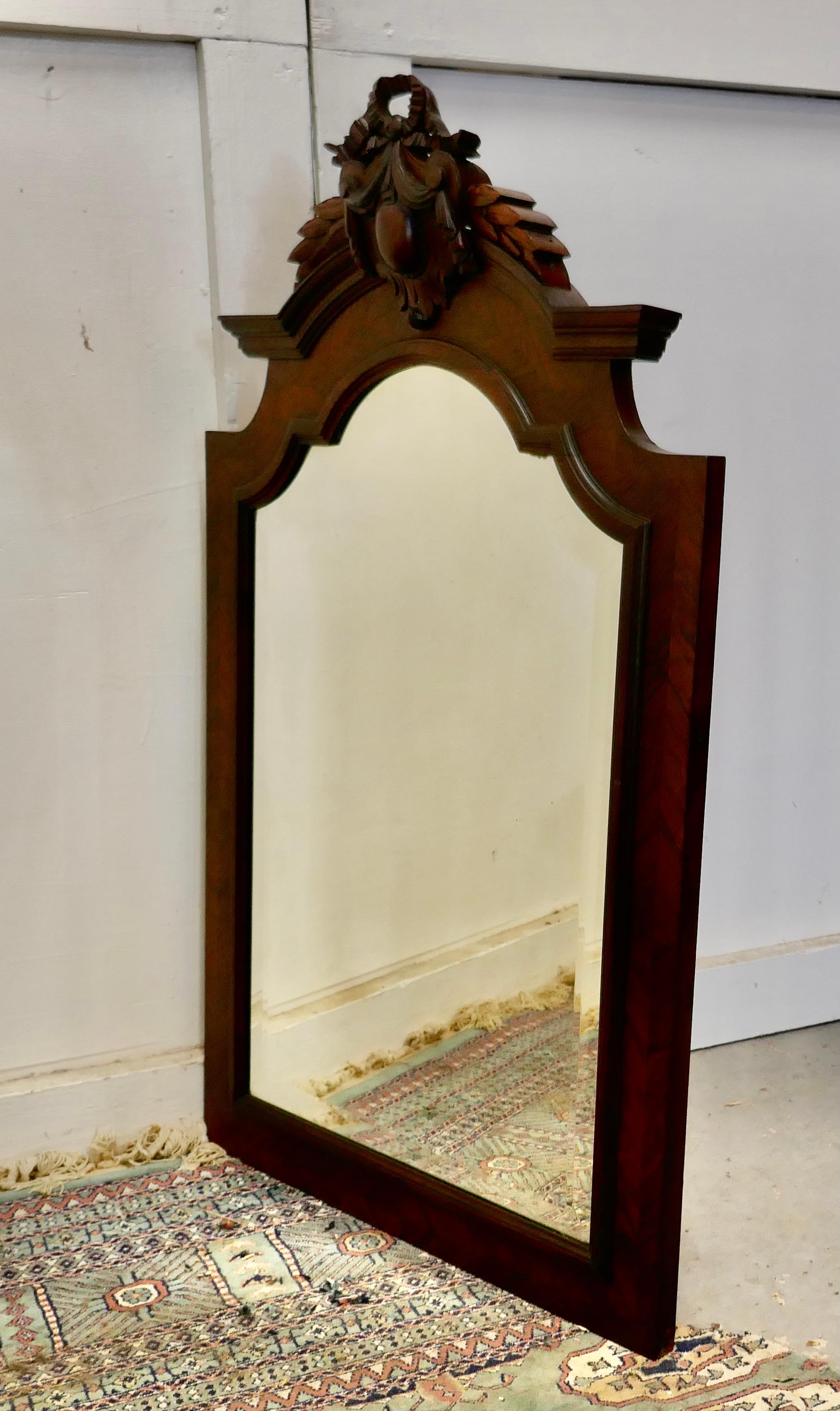 French Carved Flame Mahogany Wall Mirror In Good Condition For Sale In Chillerton, Isle of Wight