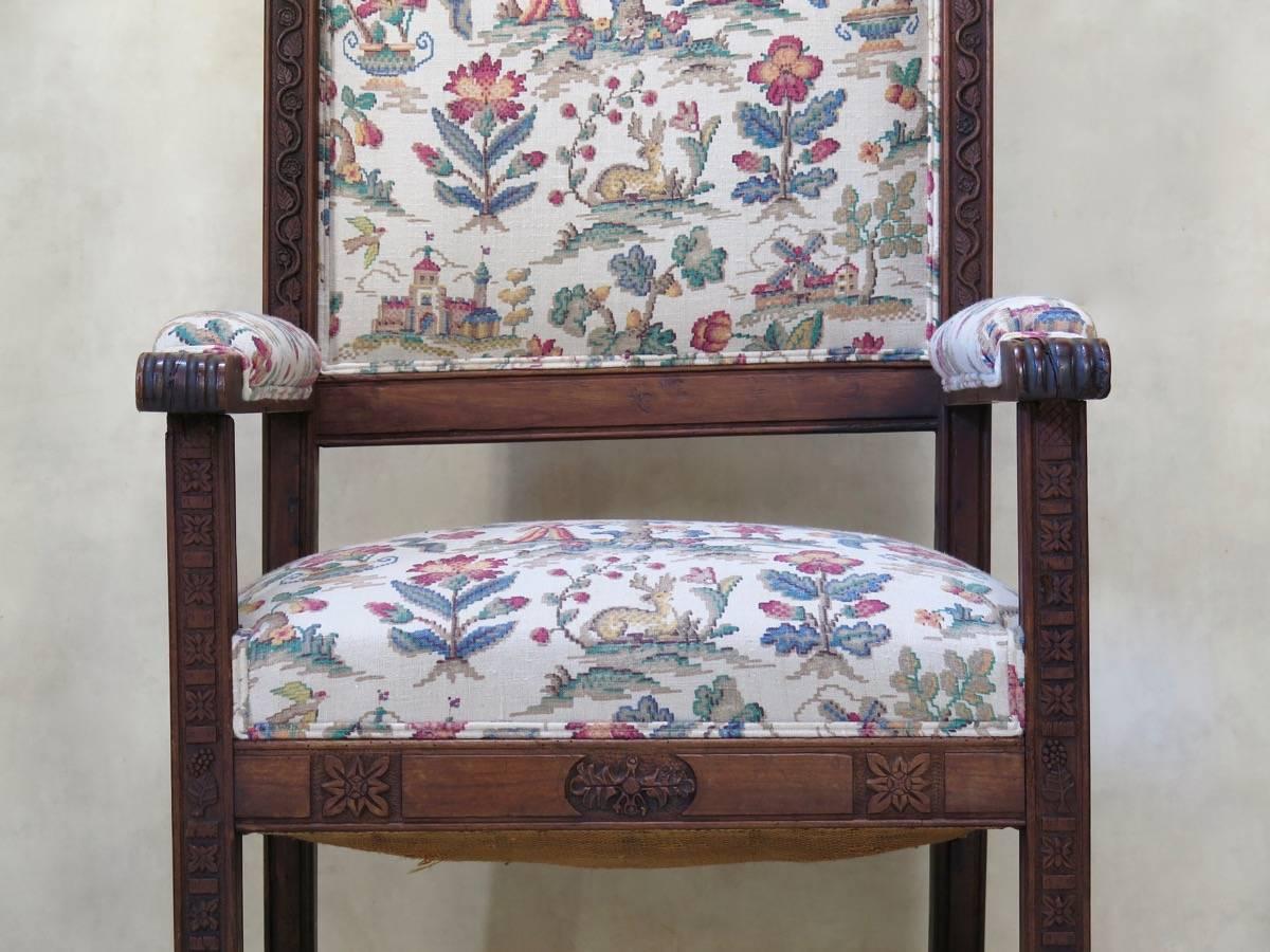 French Carved Folk Art Chair, circa 1880s For Sale 6