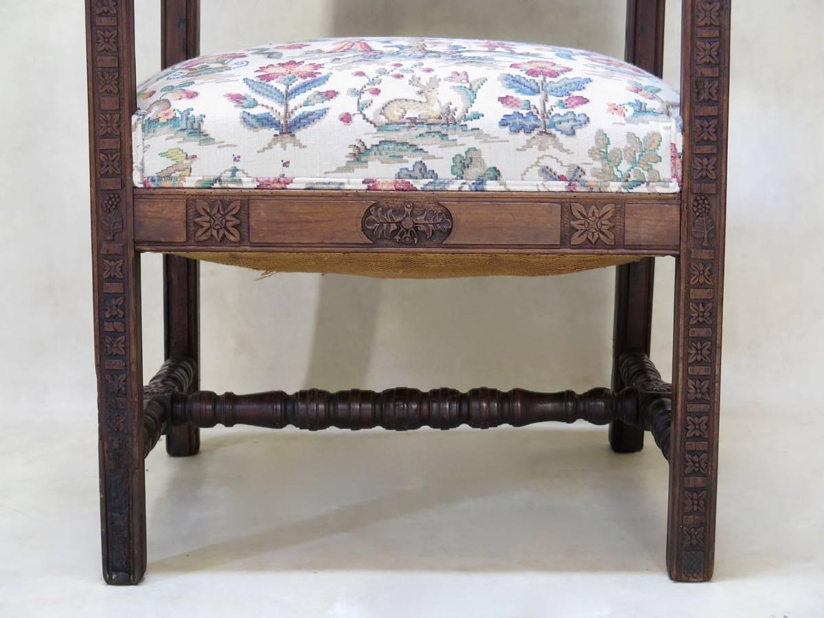 French Carved Folk Art Chair, circa 1880s For Sale 11