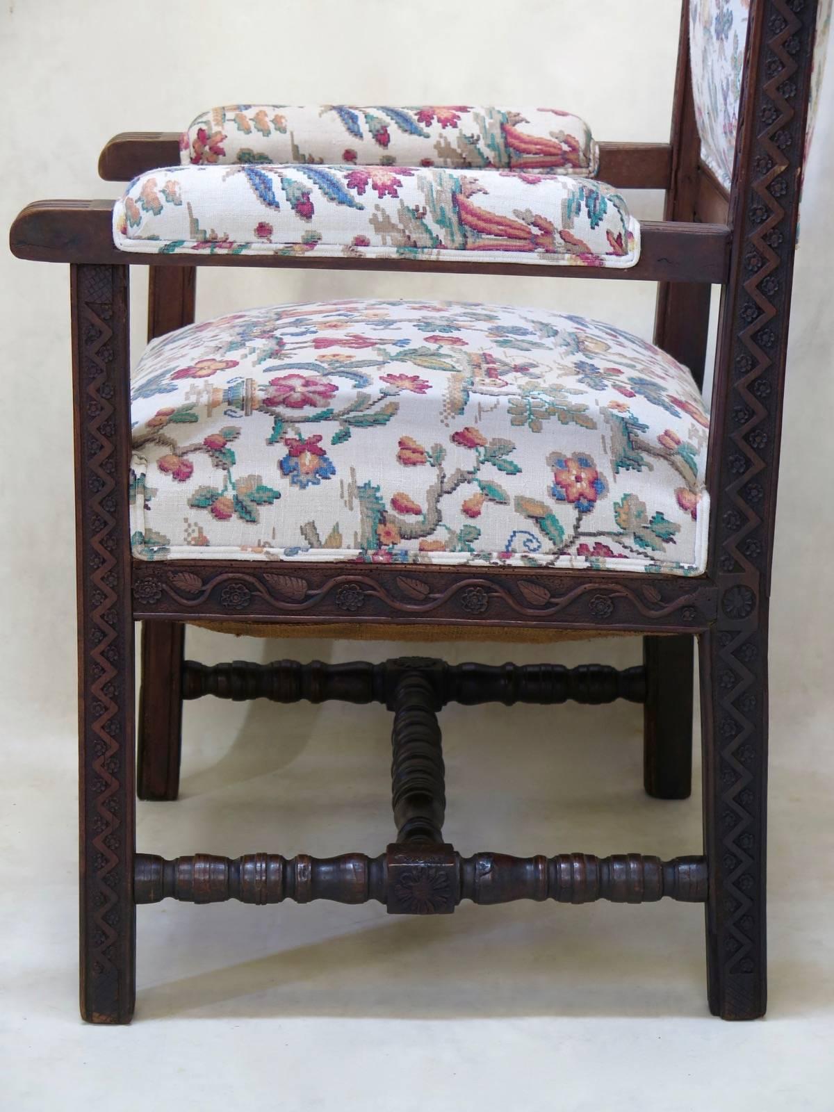 French Carved Folk Art Chair, circa 1880s For Sale 14