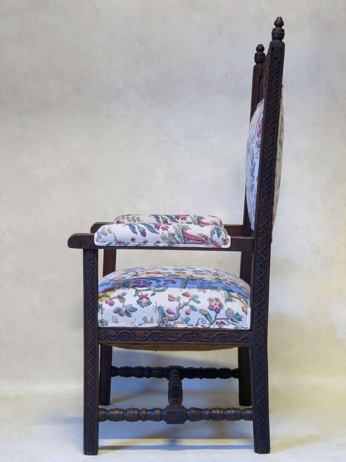 Hand-Carved French Carved Folk Art Chair, circa 1880s For Sale