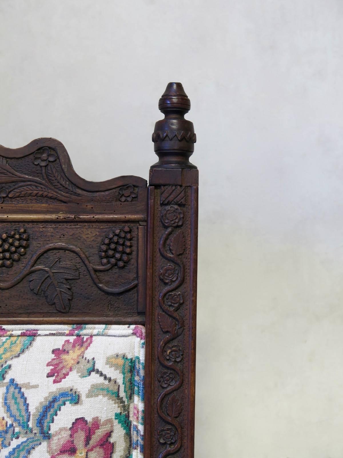 Tessuto Sedia Art Carved francese, circa 1880 in vendita