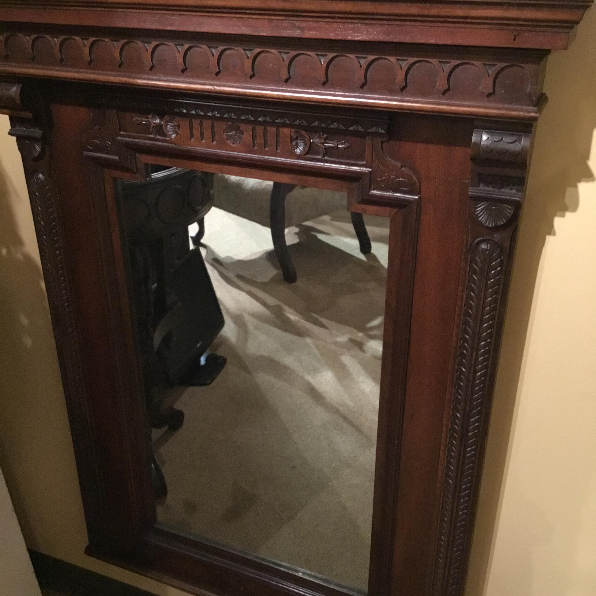 French Carved Framed Mirror in Walnut For Sale 1