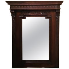 Antique French Carved Framed Mirror in Walnut