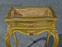 French Carved Gilded Louis XV Beveled Glass Display Table Vitrine, circa 1890
