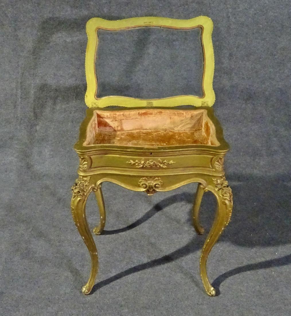French Carved Gilded Louis XV Beveled Glass Display Table Vitrine, circa 1890 In Fair Condition In Swedesboro, NJ