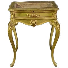 French Carved Gilded Louis XV Beveled Glass Display Table Vitrine, circa 1890