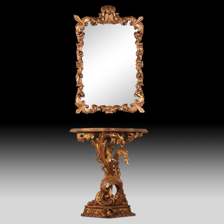 French Carved Gilt Console and Mirror 3