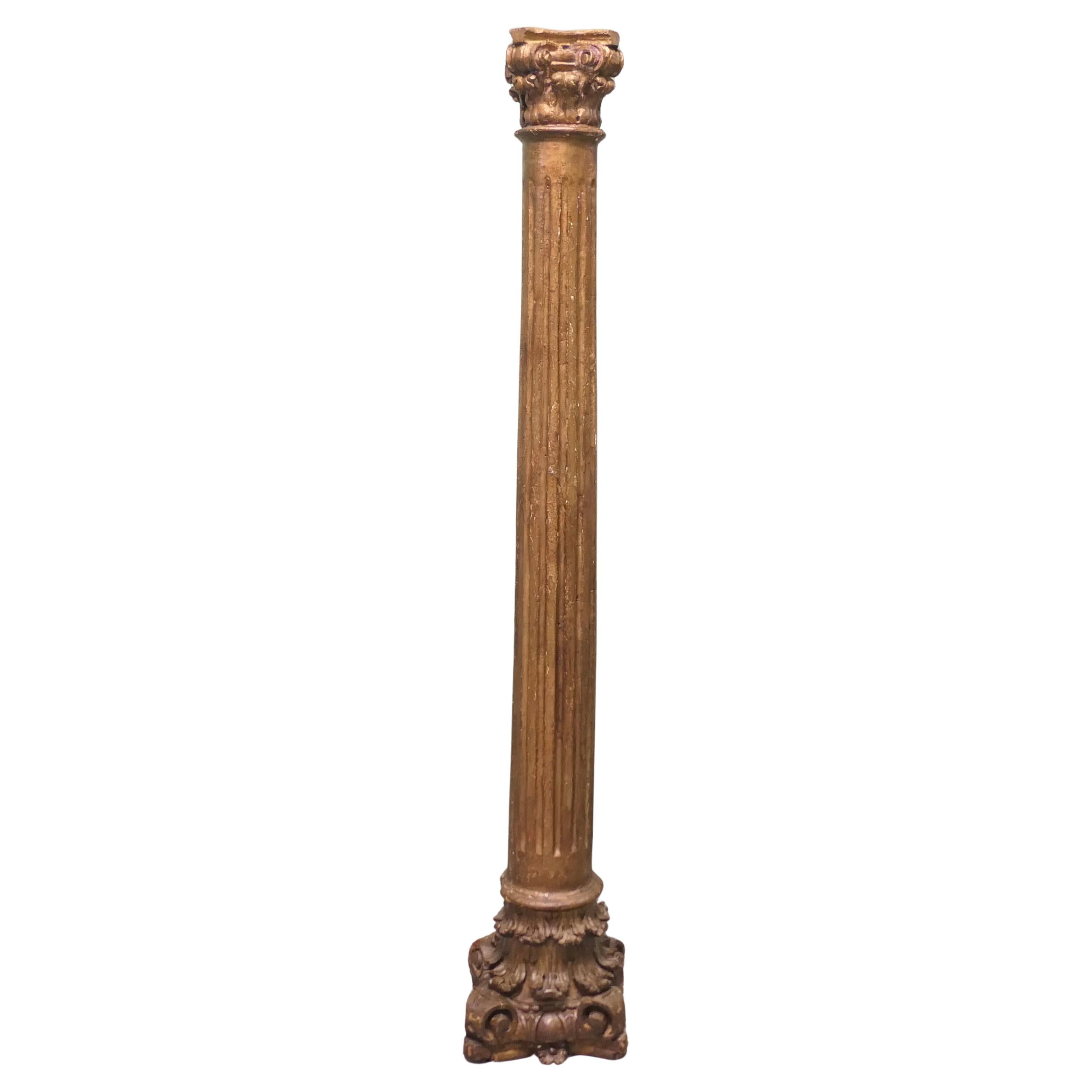 French Carved Gilt Corinthian Column This is an18th Century piece