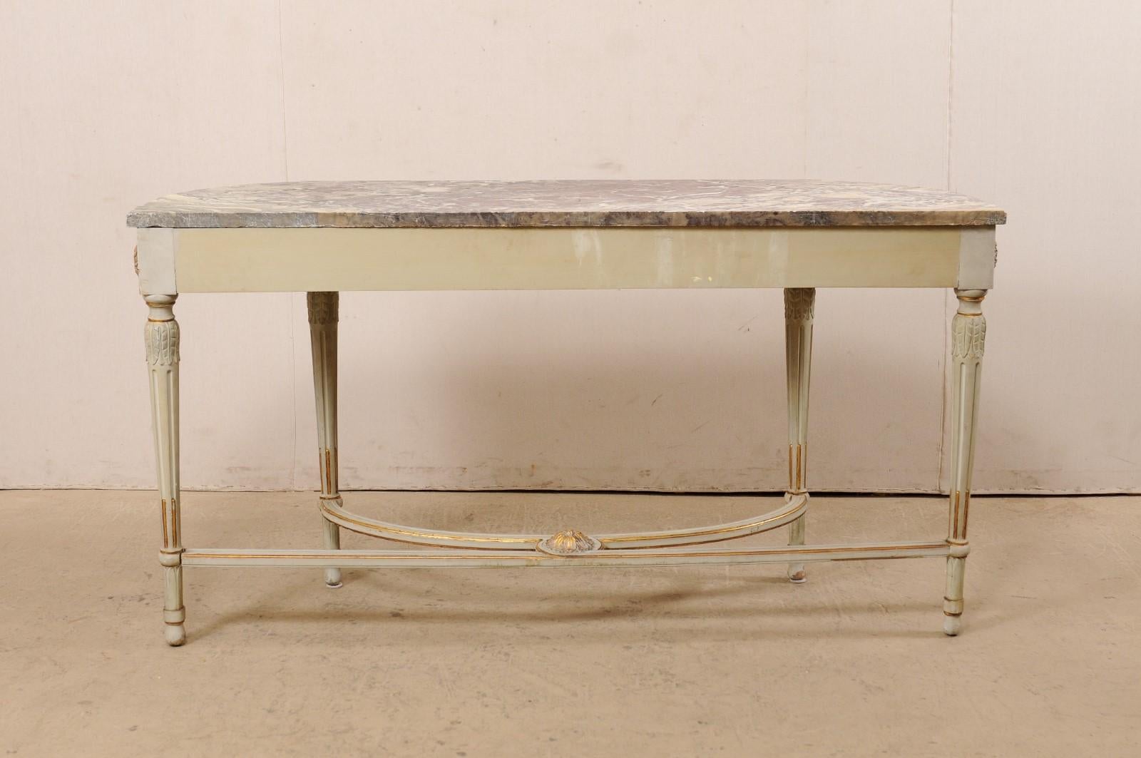 French Carved & Gilt Wood Console Table w/Marble Top, Turn of 18th & 19th C. 6