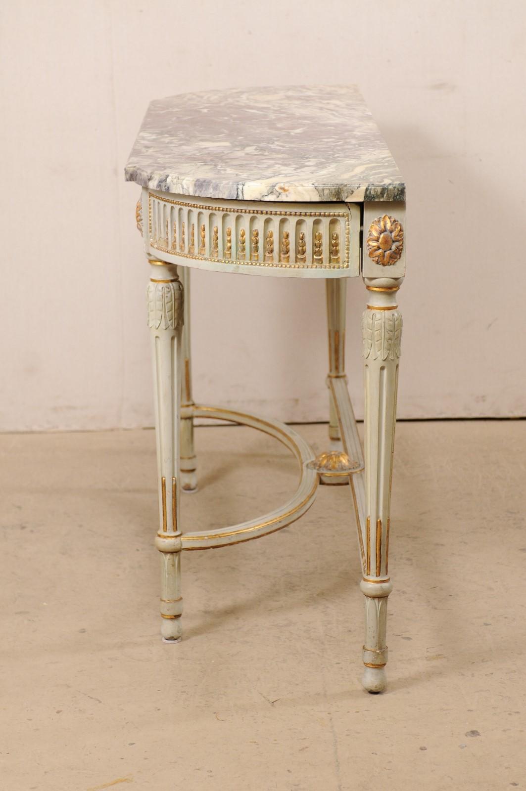 French Carved & Gilt Wood Console Table w/Marble Top, Turn of 18th & 19th C. 7