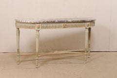 French Carved & Gilt Wood Console Table w/Marble Top, Turn of 18th & 19th C.
