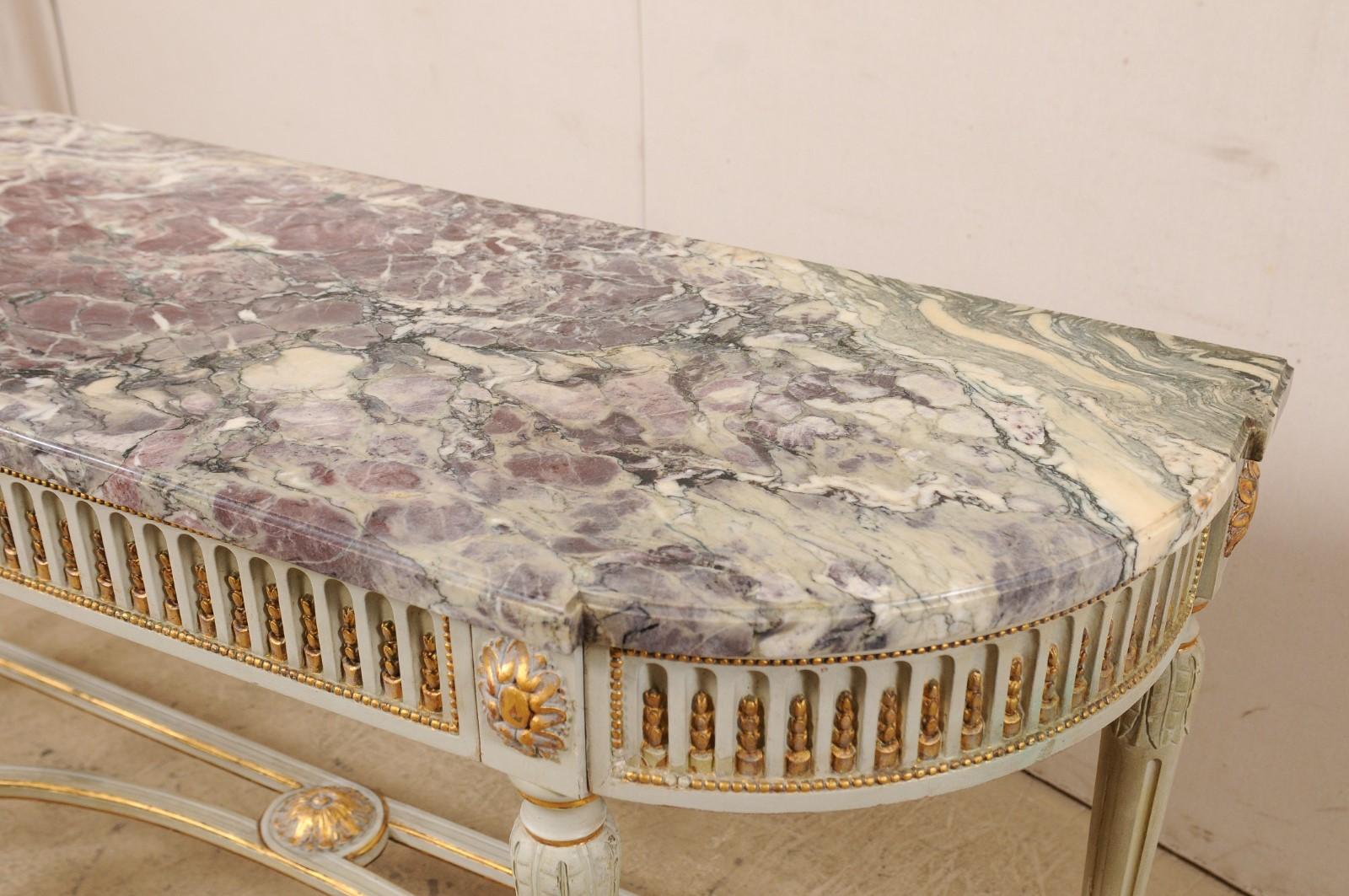19th Century French Carved & Gilt Wood Console Table w/Marble Top, Turn of 18th & 19th C.
