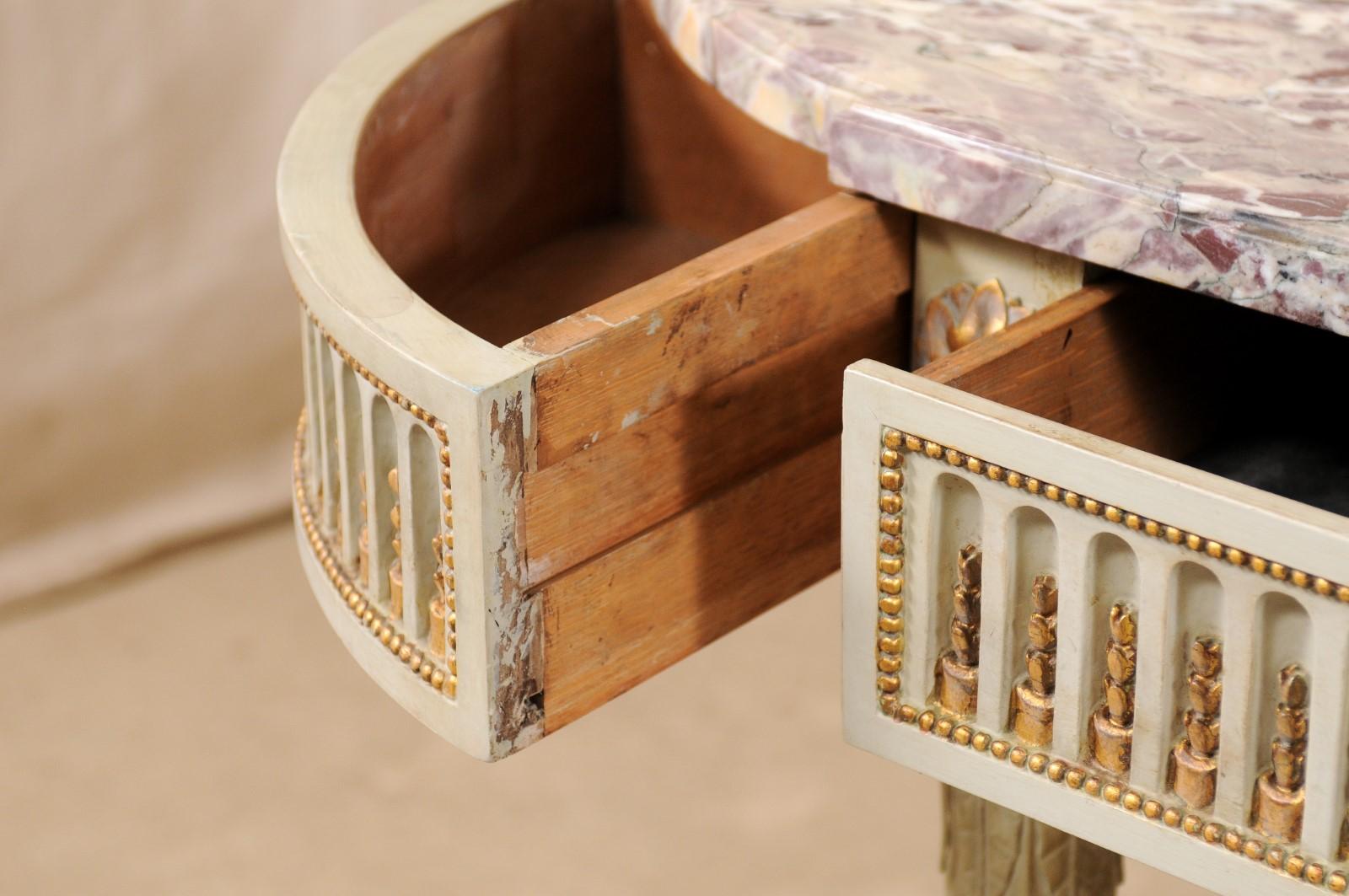 French Carved & Gilt Wood Console Table w/Marble Top, Turn of 18th & 19th C. 3