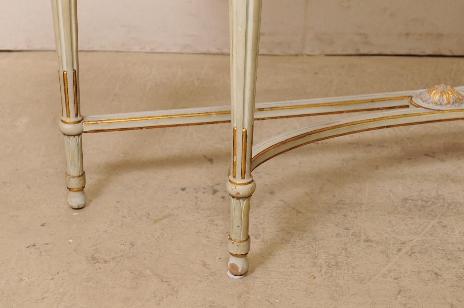 French Carved & Gilt Wood Console Table w/Marble Top, Turn of 18th & 19th C. 4