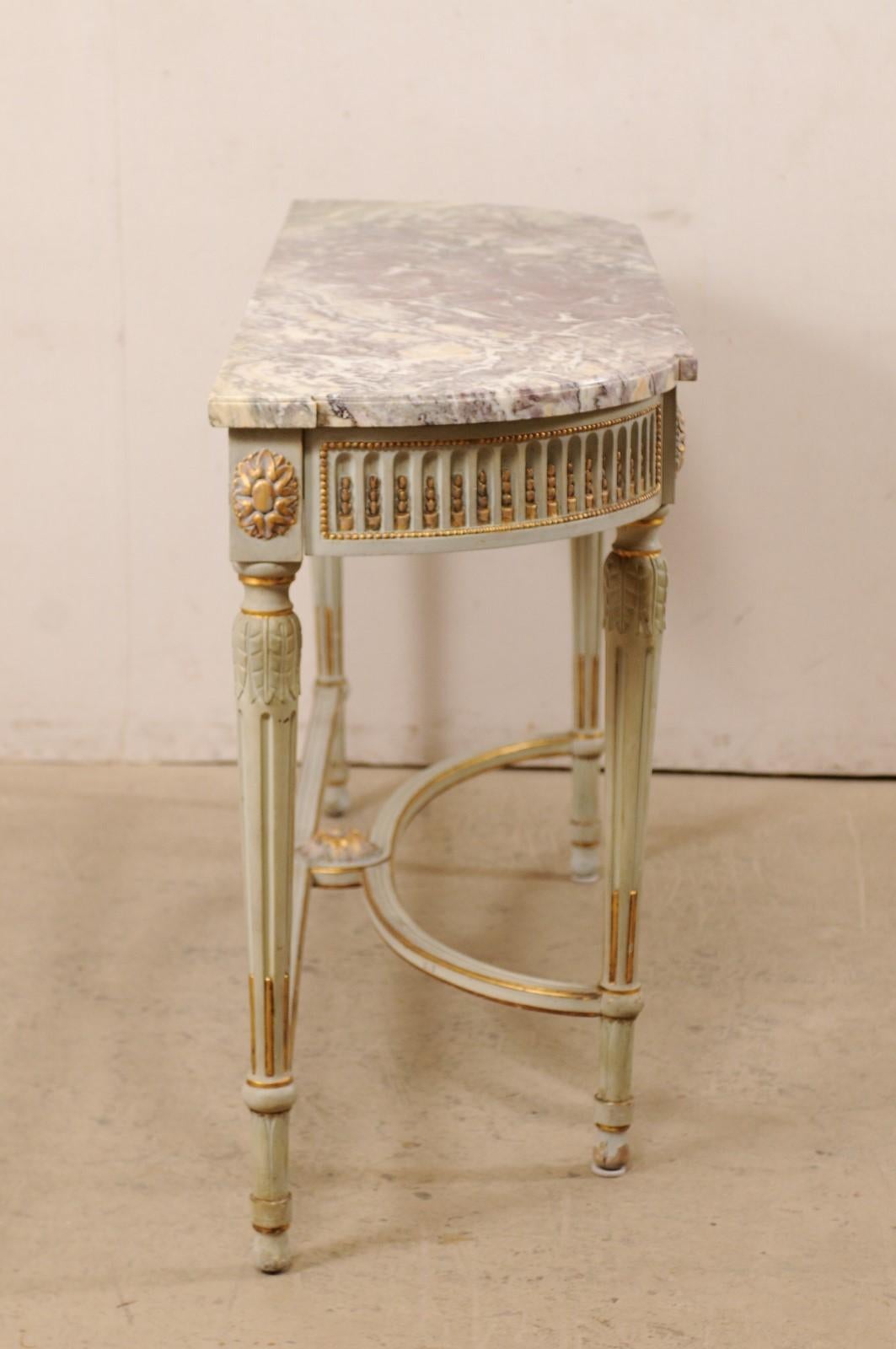 French Carved & Gilt Wood Console Table w/Marble Top, Turn of 18th & 19th C. 5
