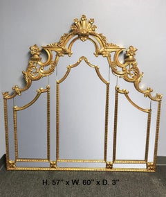 French Carved Giltwood and Mirrored Headboard