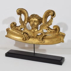 French Carved Giltwood Ornament With Winged Angel Head circa 1880-1900
