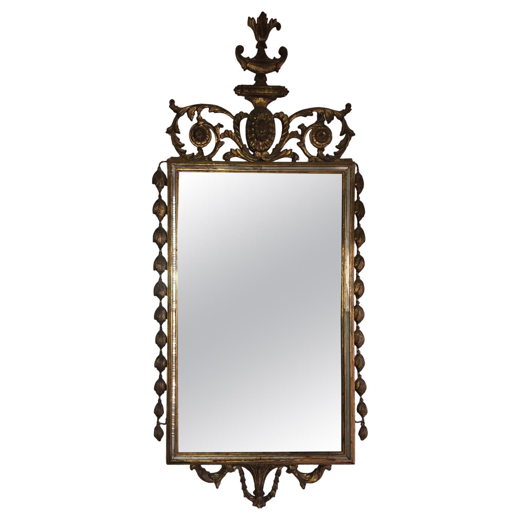 French Carved Giltwood Regency Mirror, Mid-20th Century