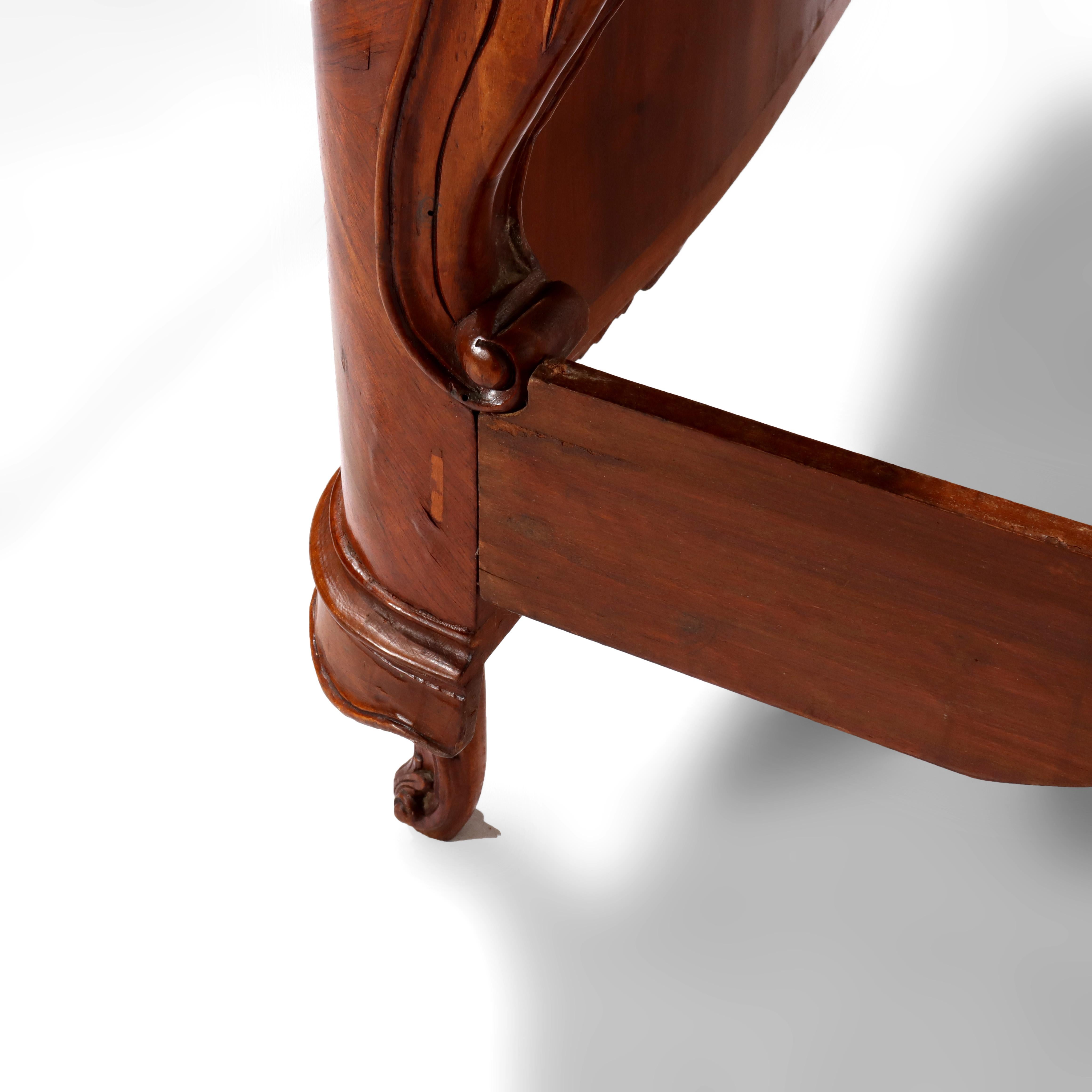 French Carved & Inlaid Kingwood & Satinwood Marquetry King Sized Bed 20thC For Sale 13