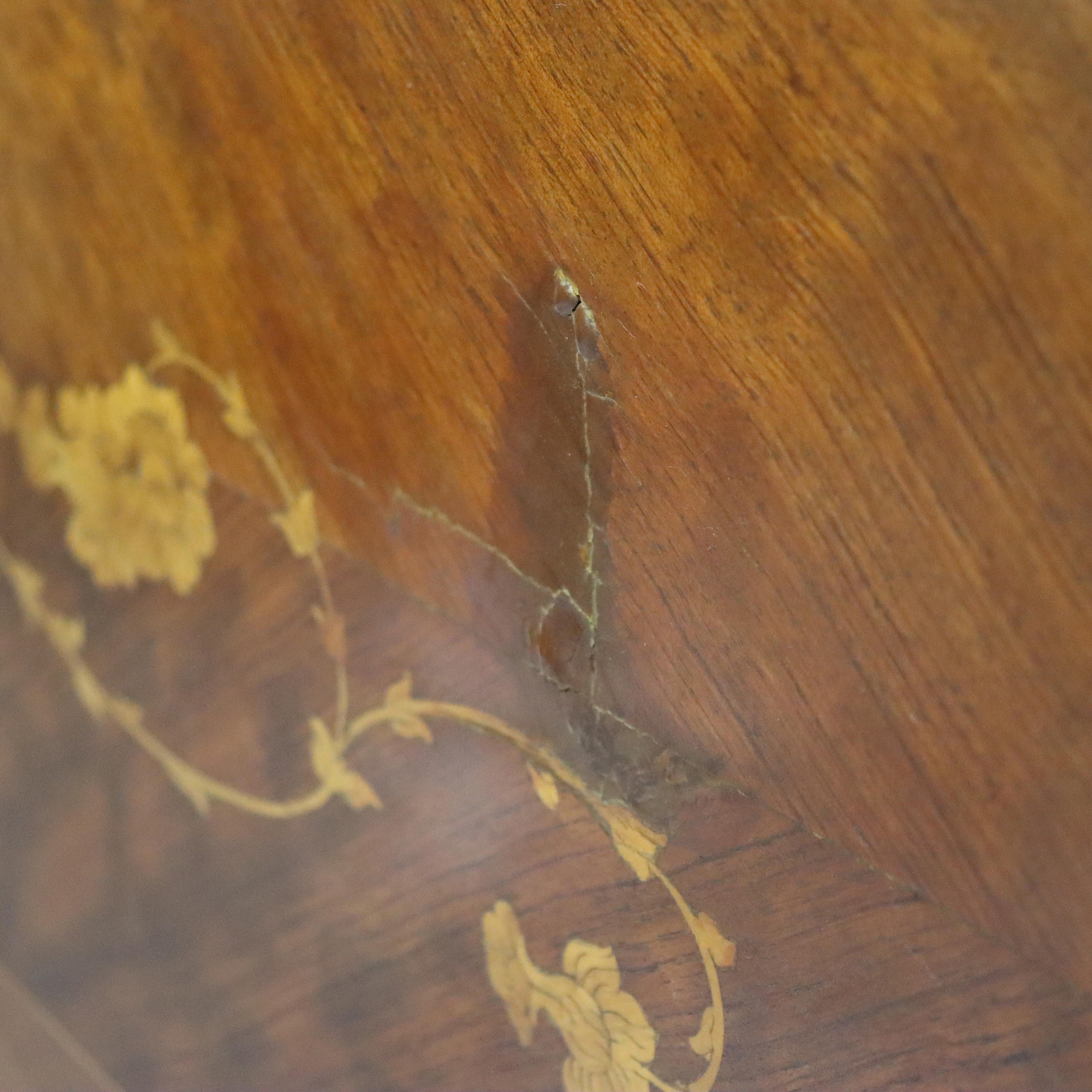 French Carved & Inlaid Kingwood & Satinwood Marquetry King Sized Bed 20thC For Sale 14