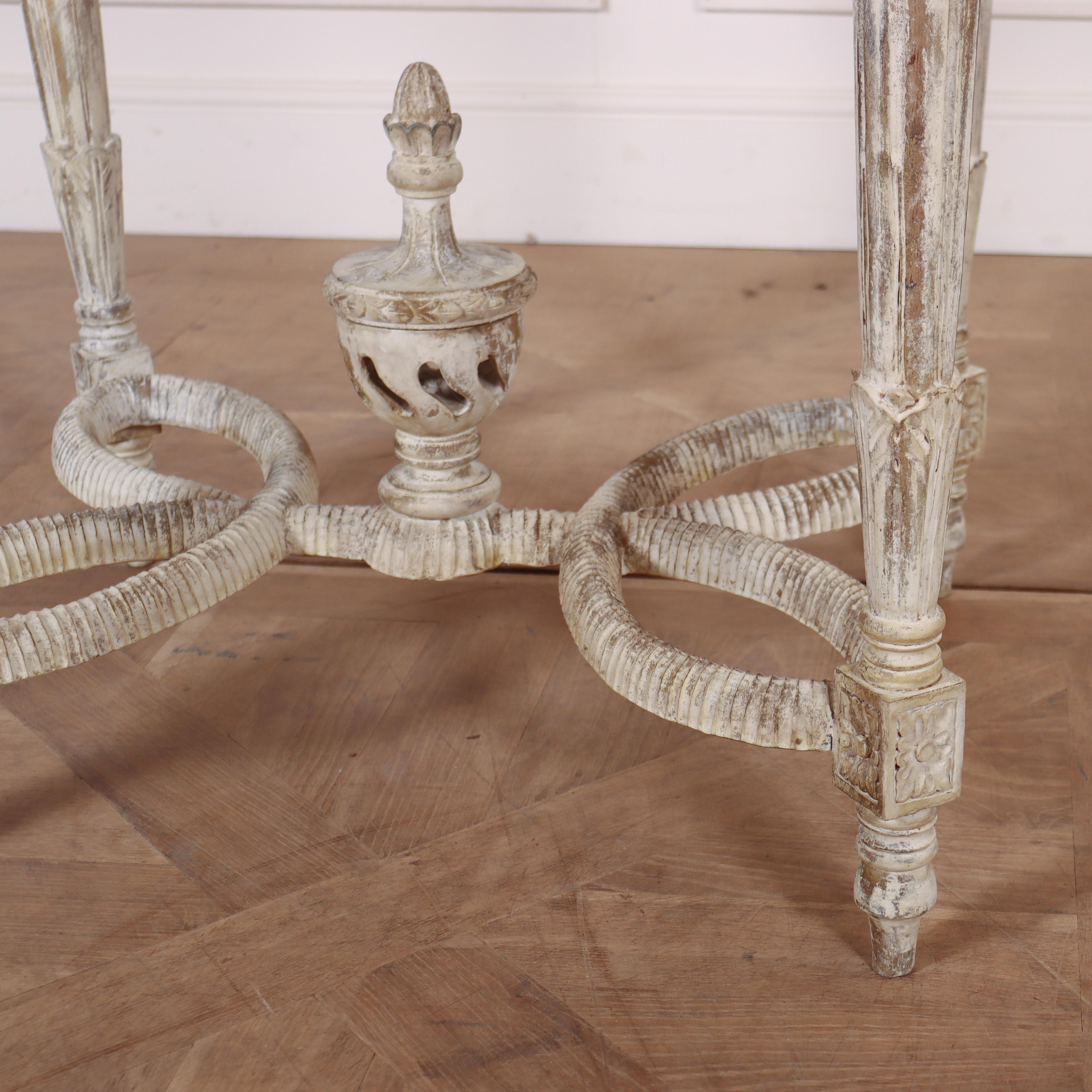Early 20th C French carved and painted beech lamp table with a marble insert. 1920.

Reference: 7898

Dimensions
34.5 inches (88 cms) Wide
28 inches (71 cms) Deep
34 inches (86 cms) High.