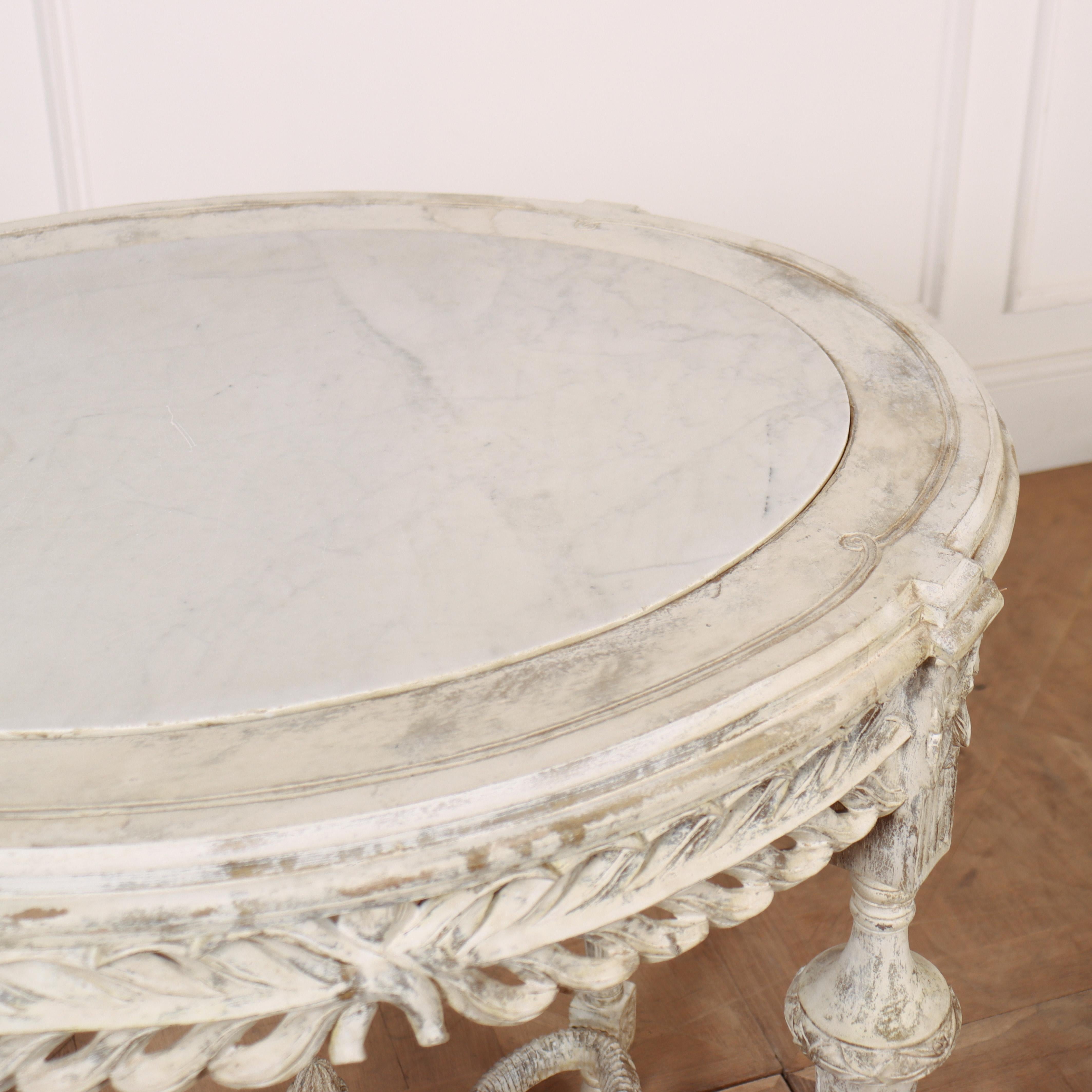Marble French Carved Lamp Table For Sale