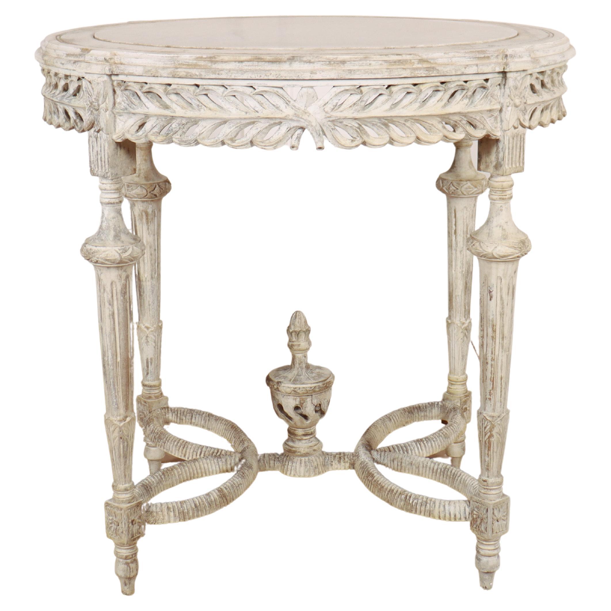 French Carved Lamp Table For Sale