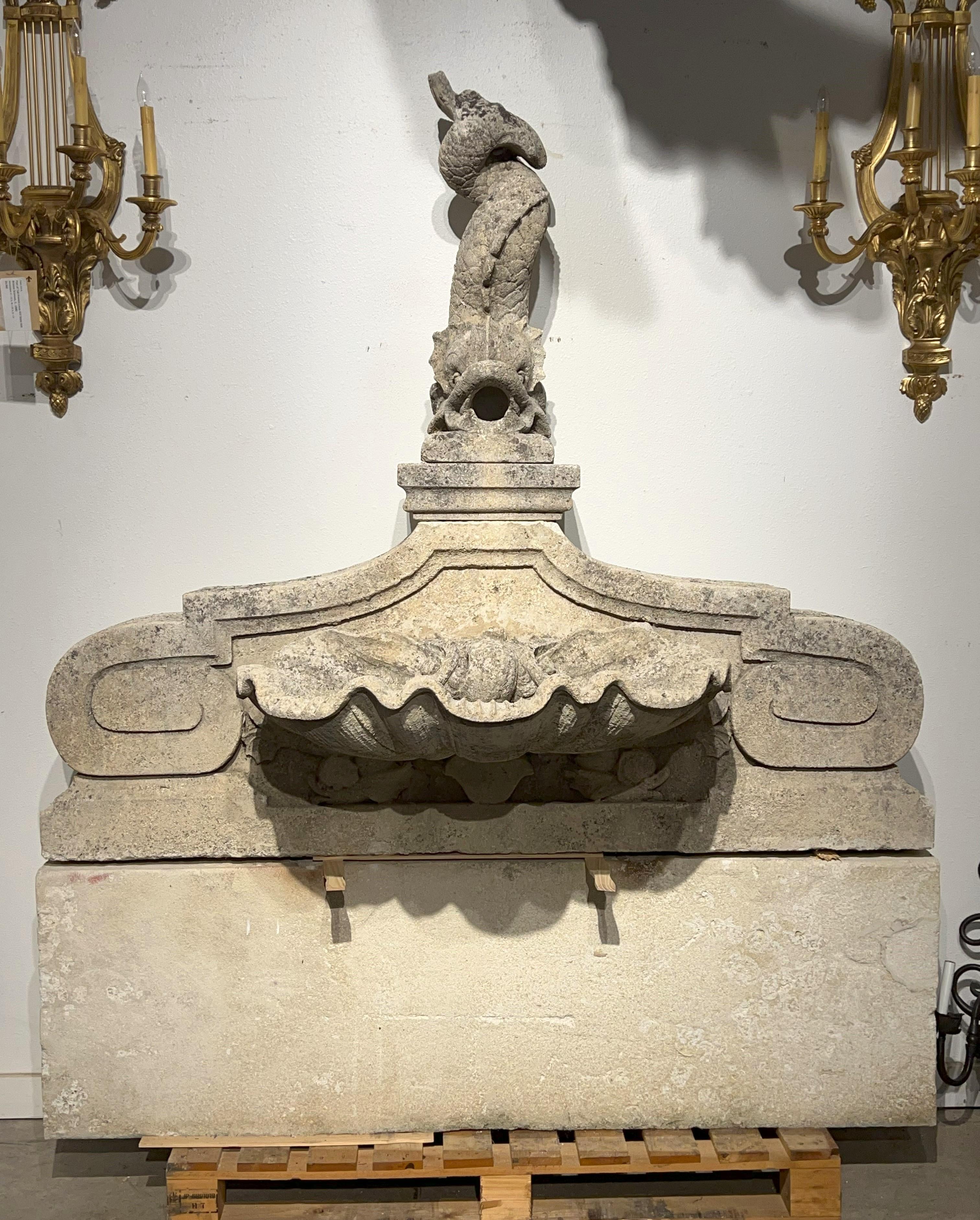 French Carved Limestone Dolphin Fountain Element from Nice, Circa 1890 10