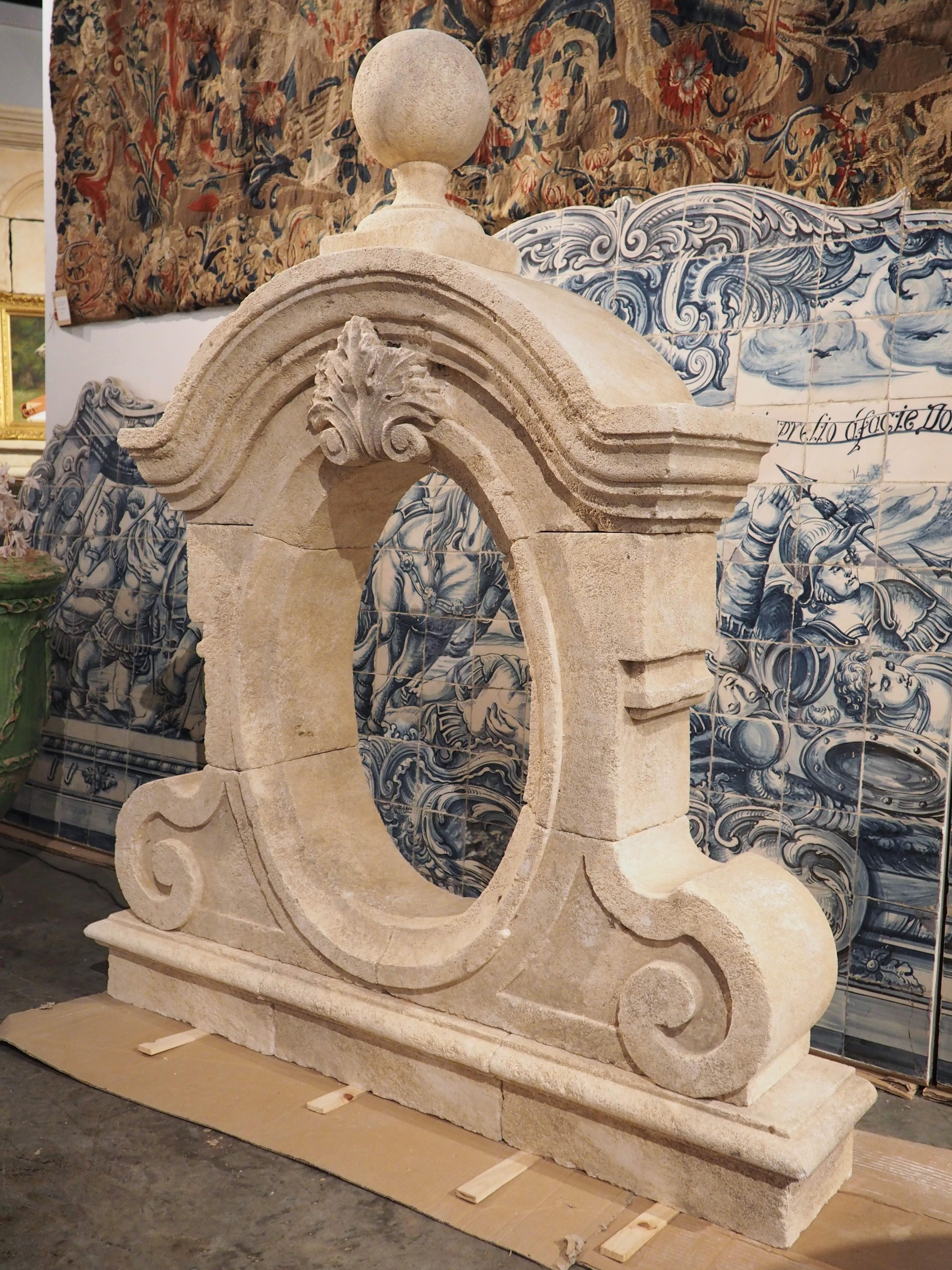 French Carved Limestone Oeil-de-Bouef Window Surround from Provence 9