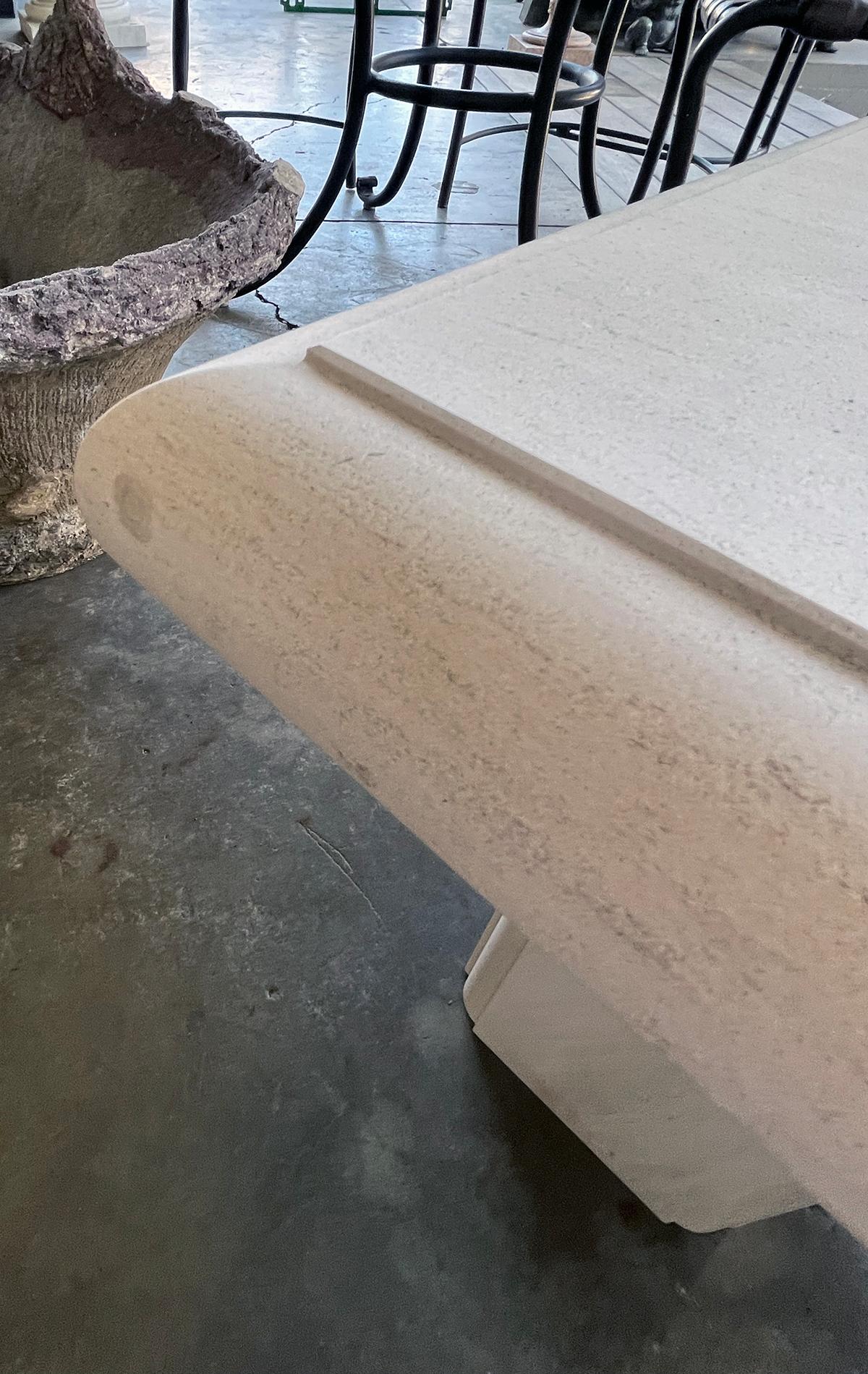 French Carved Limestone Rectangular Low/Coffee Table  In New Condition For Sale In San Francisco, CA