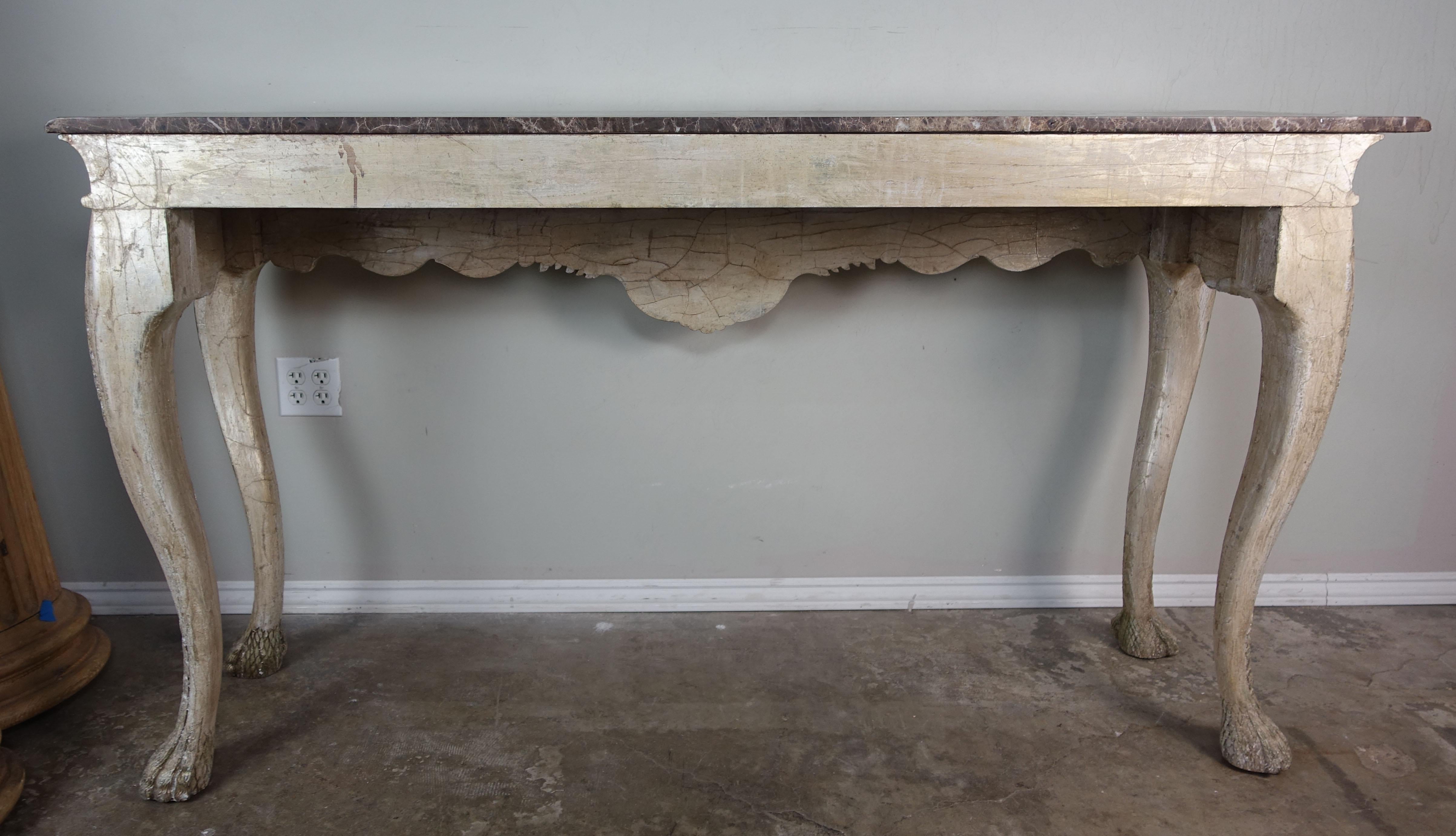 French Carved Louis XV Style Console with Marble Top, circa 1900 6