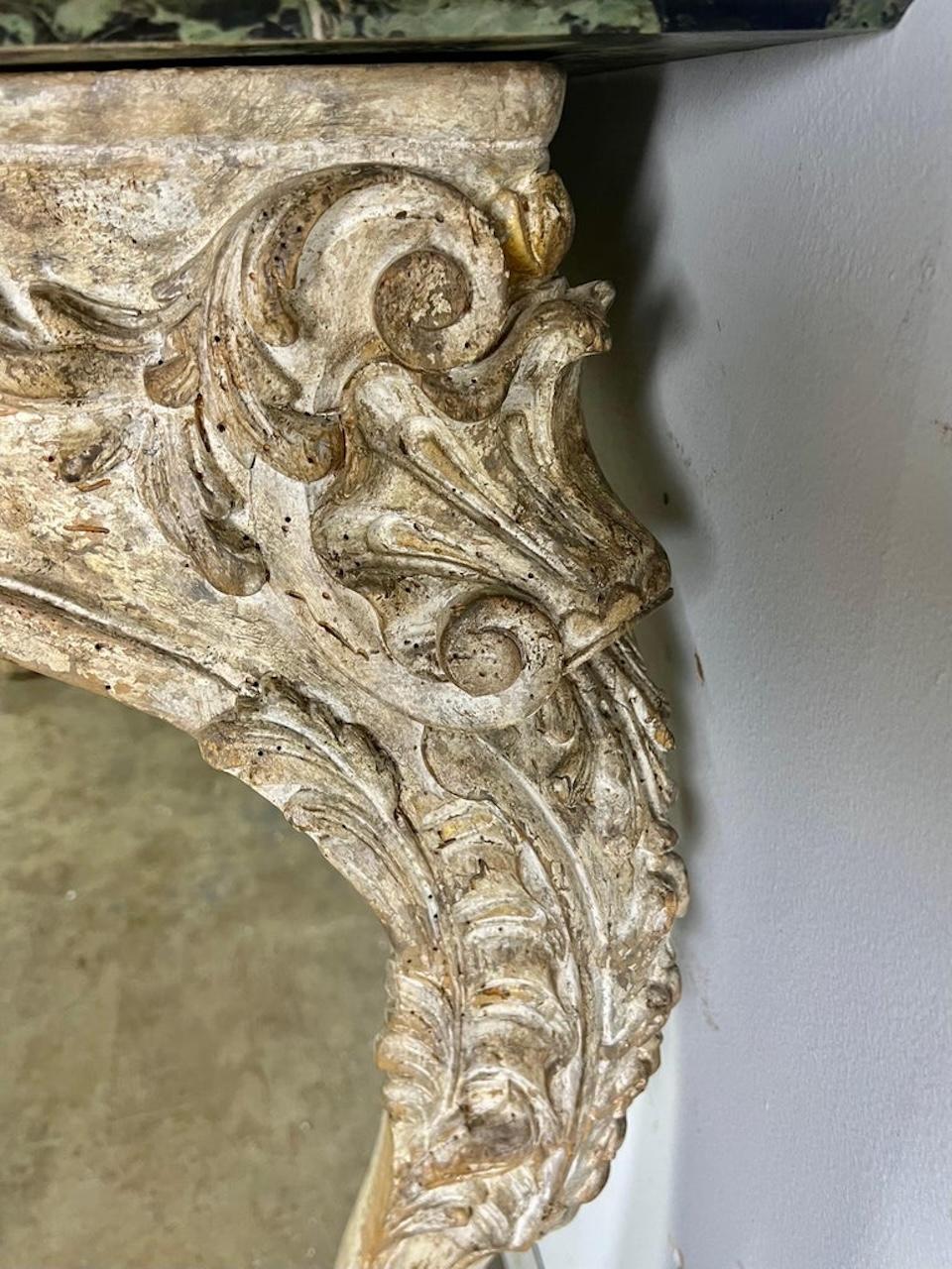 French Carved Louis XV Style Console with Marble Top For Sale 3