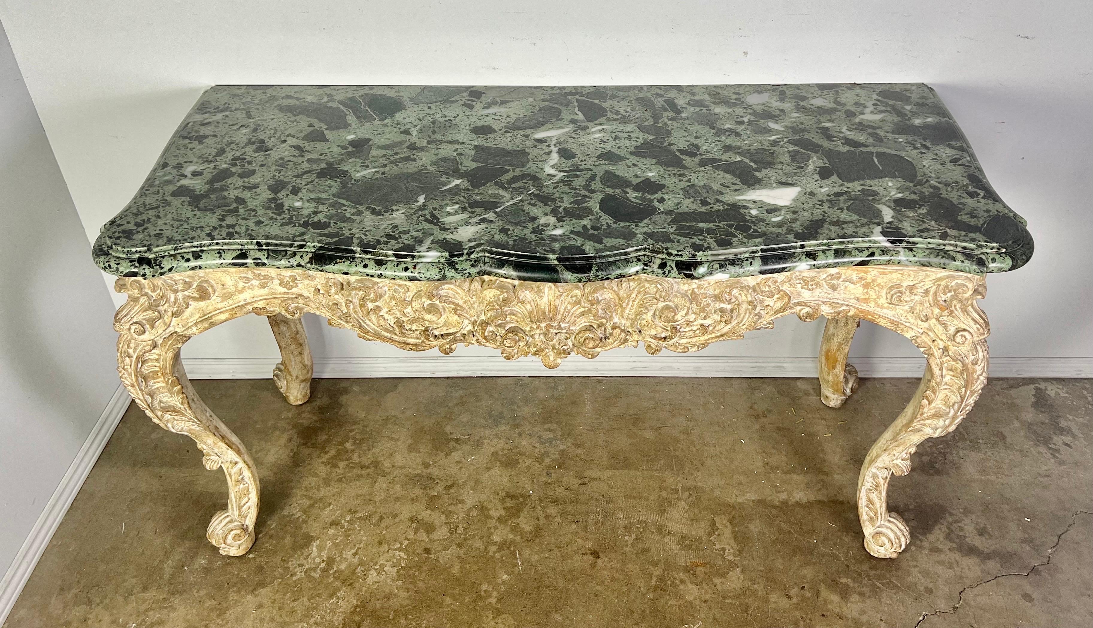 French Carved Louis XV Style Console with Marble Top 9